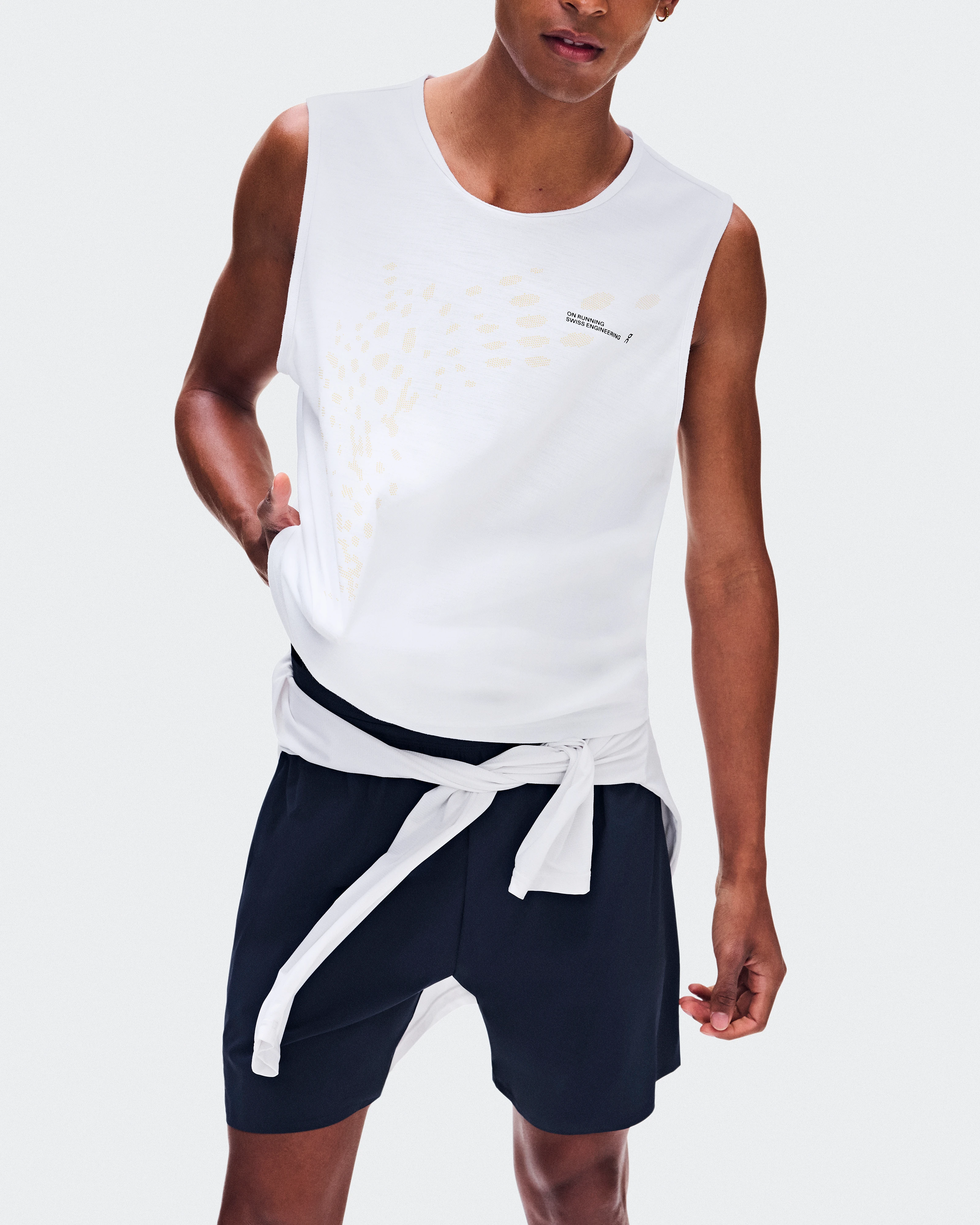 On On Run Tank White Homme Hauts et t-shirts