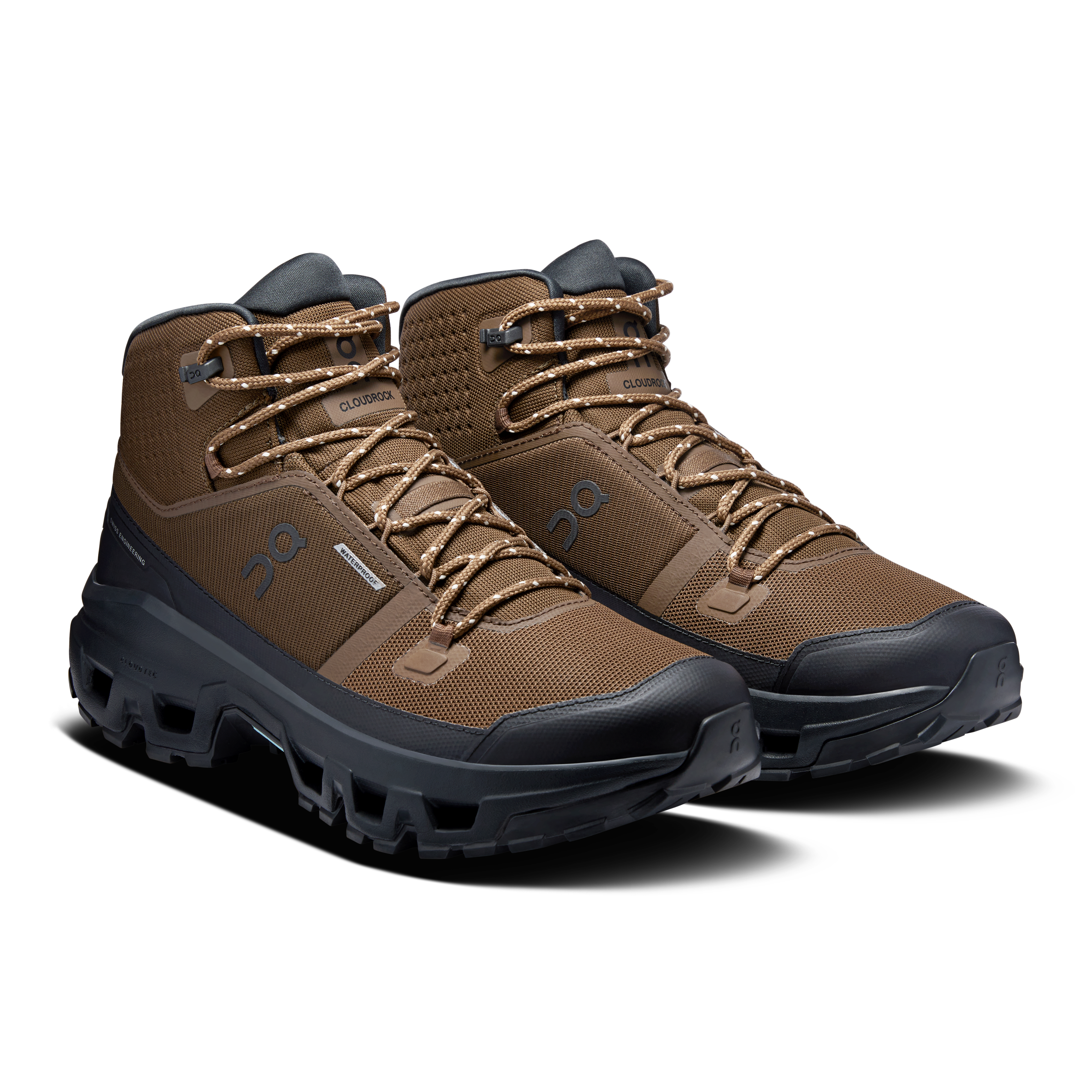 On Cloudrock Mid Waterproof Earth & Black Homme – Randonnée, Missiongrip™, imperméable Chaussures