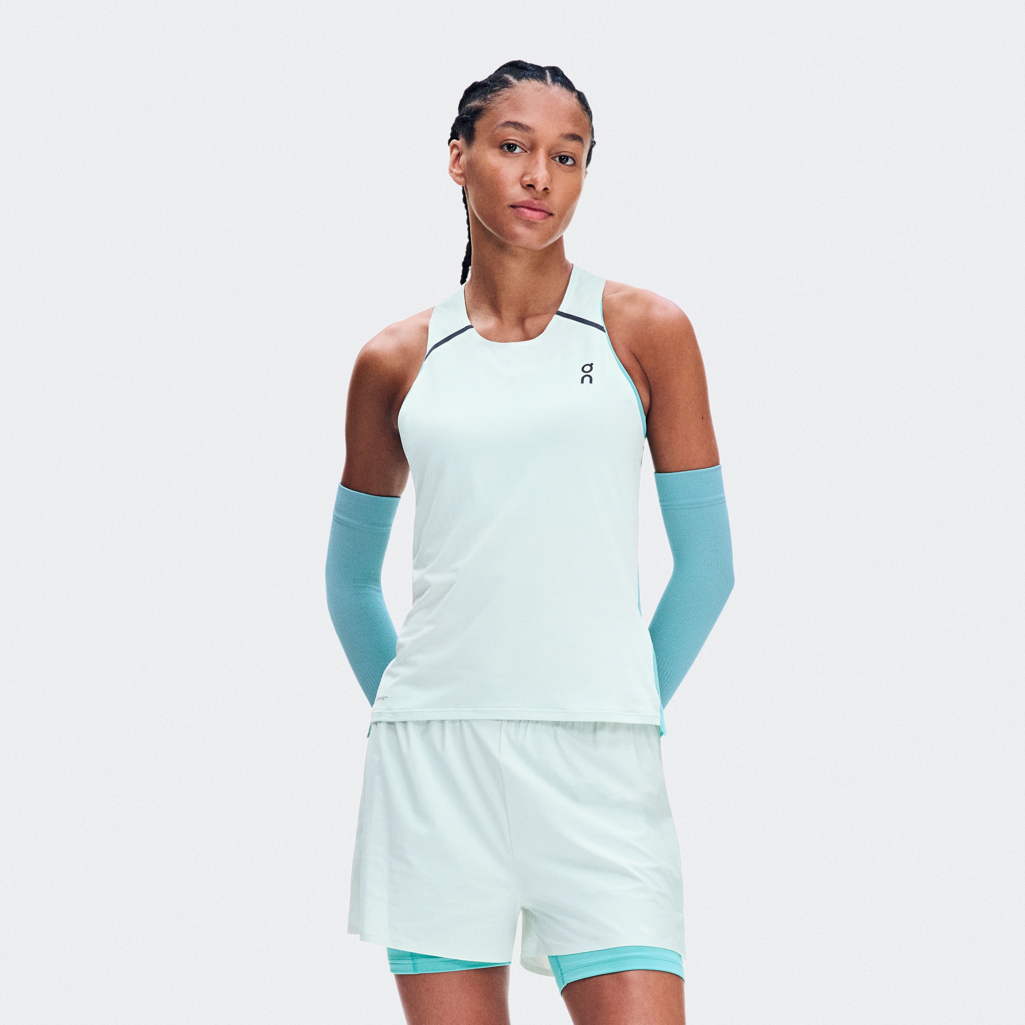 On Performance Tank Flurry & Aquamarine Femme – Running sur route, training par temps chaud Hauts et t-shirts
