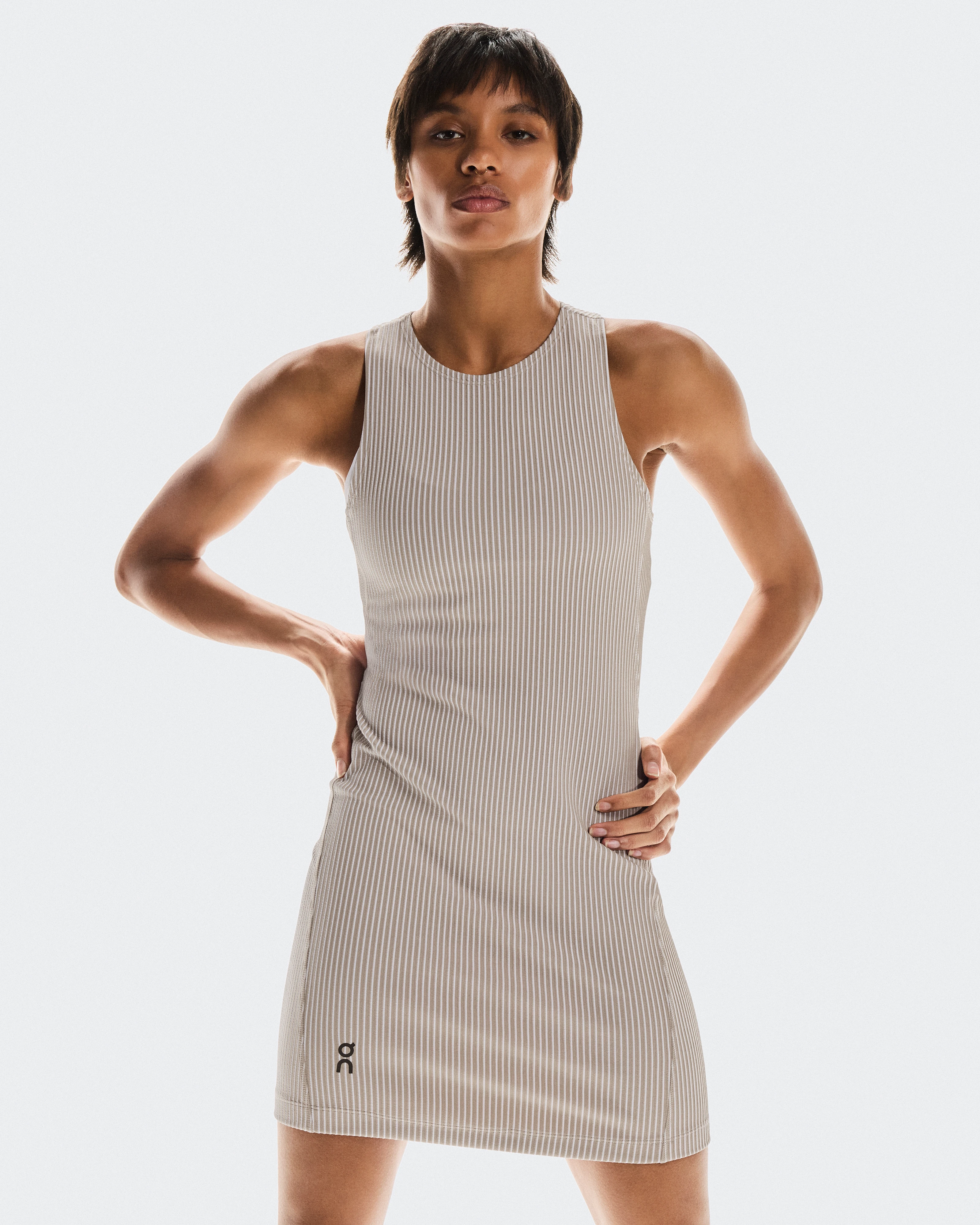 On All-Day Ribbed Dress Desert & White Femme Robes