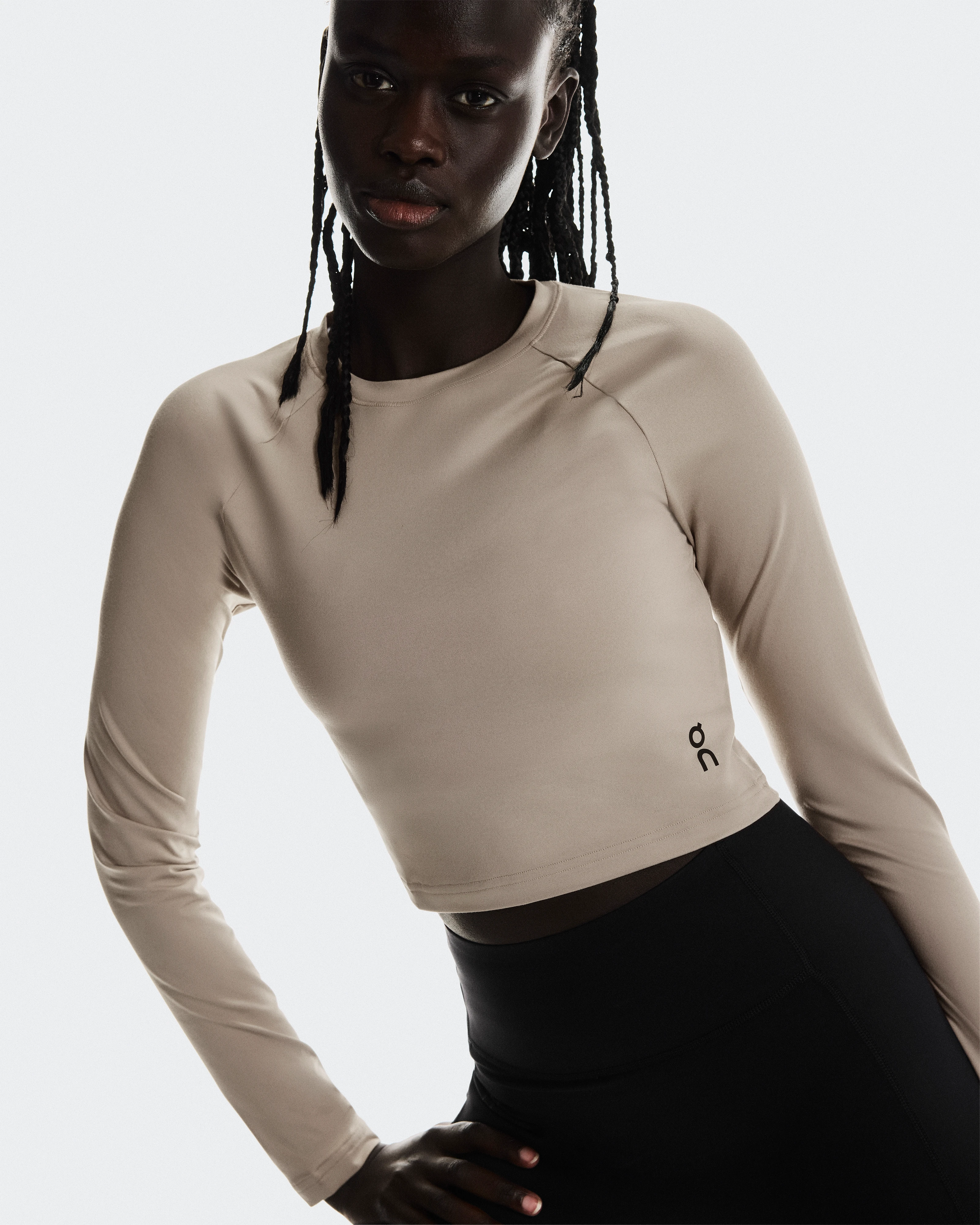 On Studio Long-T Crop Desert Femme Hauts et t-shirts