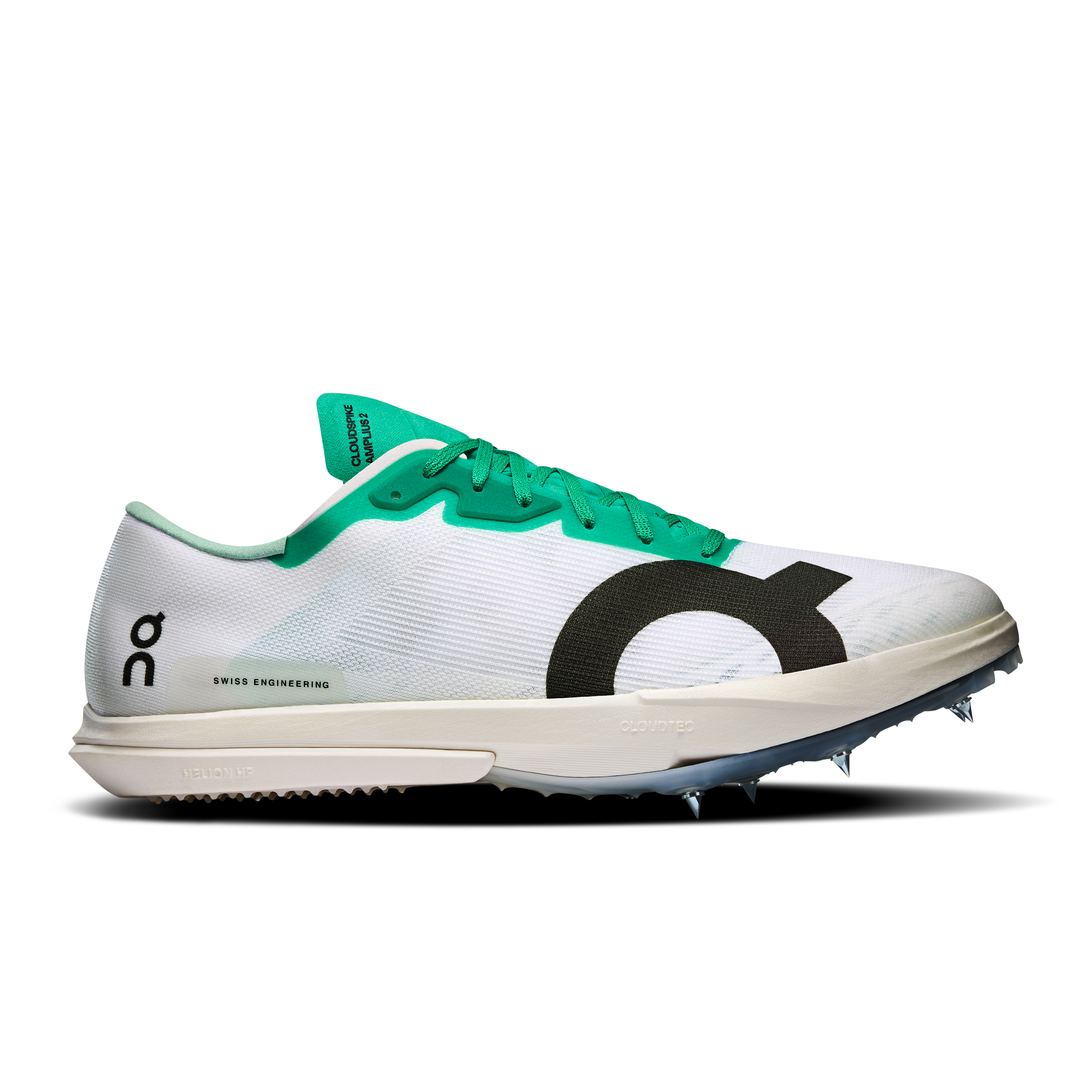On Cloudspike Amplius 2 Mint & White Homme – Longue distance sur piste, sensation de vitesse Chaussures