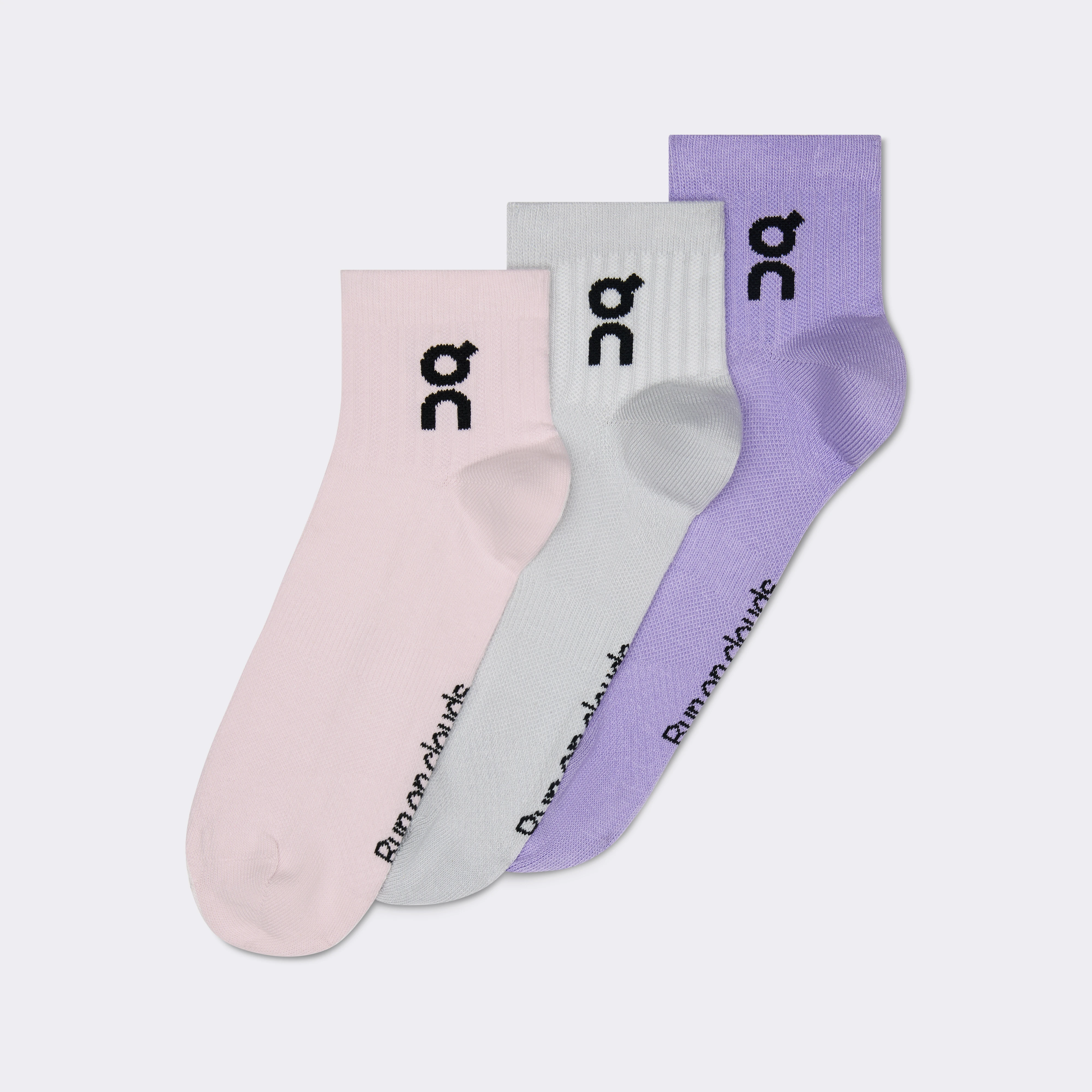 On Logo Sock Mid 3P Orchid & Bloom Unisexe – Quotidien, respirabilité, polyvalence Chaussettes