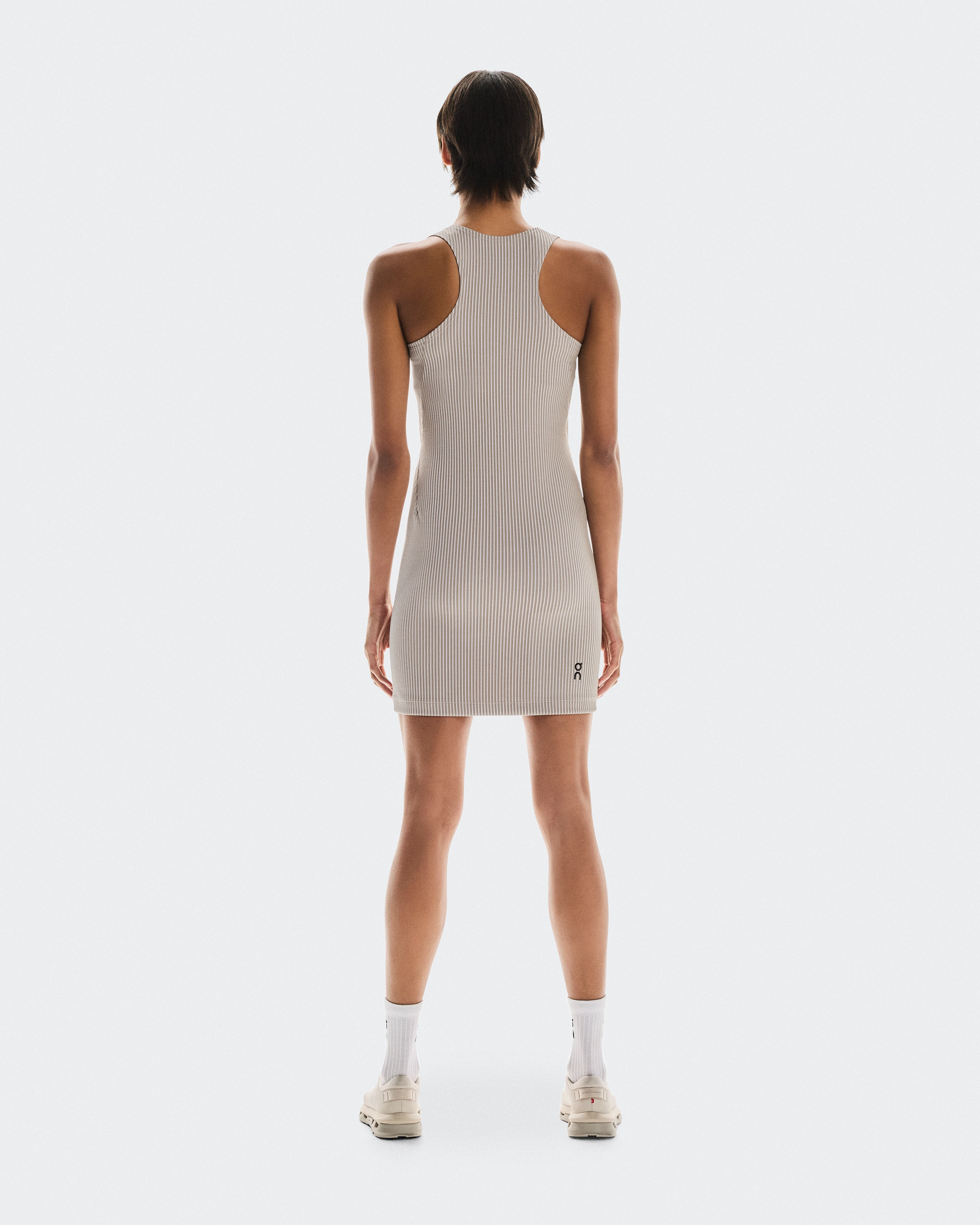 On All-Day Ribbed Dress Desert & White Femme Robes