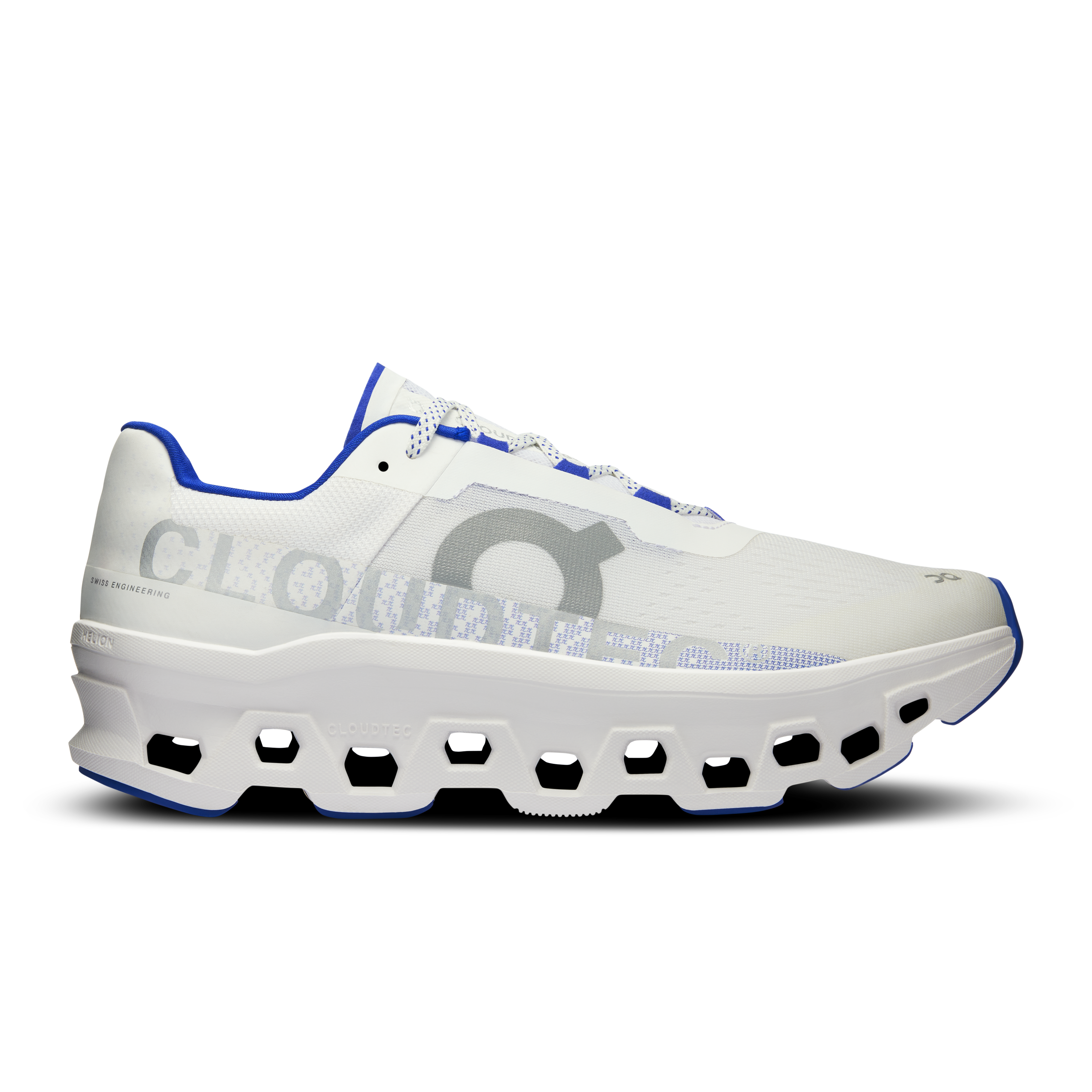 On Cloudmonster LNY White & Indigo Homme – Édition limitée, running sur route, mousse Helion™ Chaussures