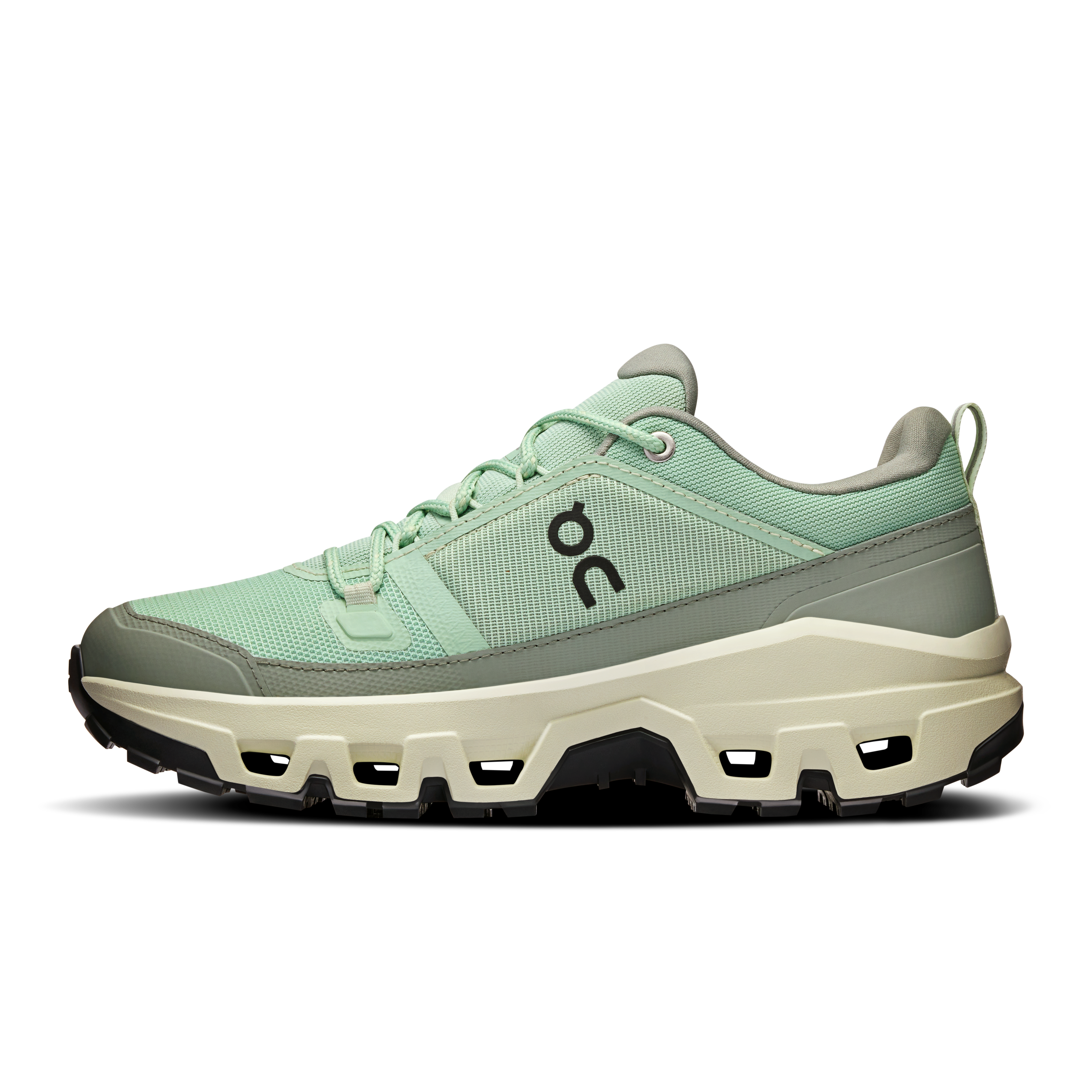 On Cloudrock Low Waterproof Mineral & Aloe Femme Randonnée Chaussures