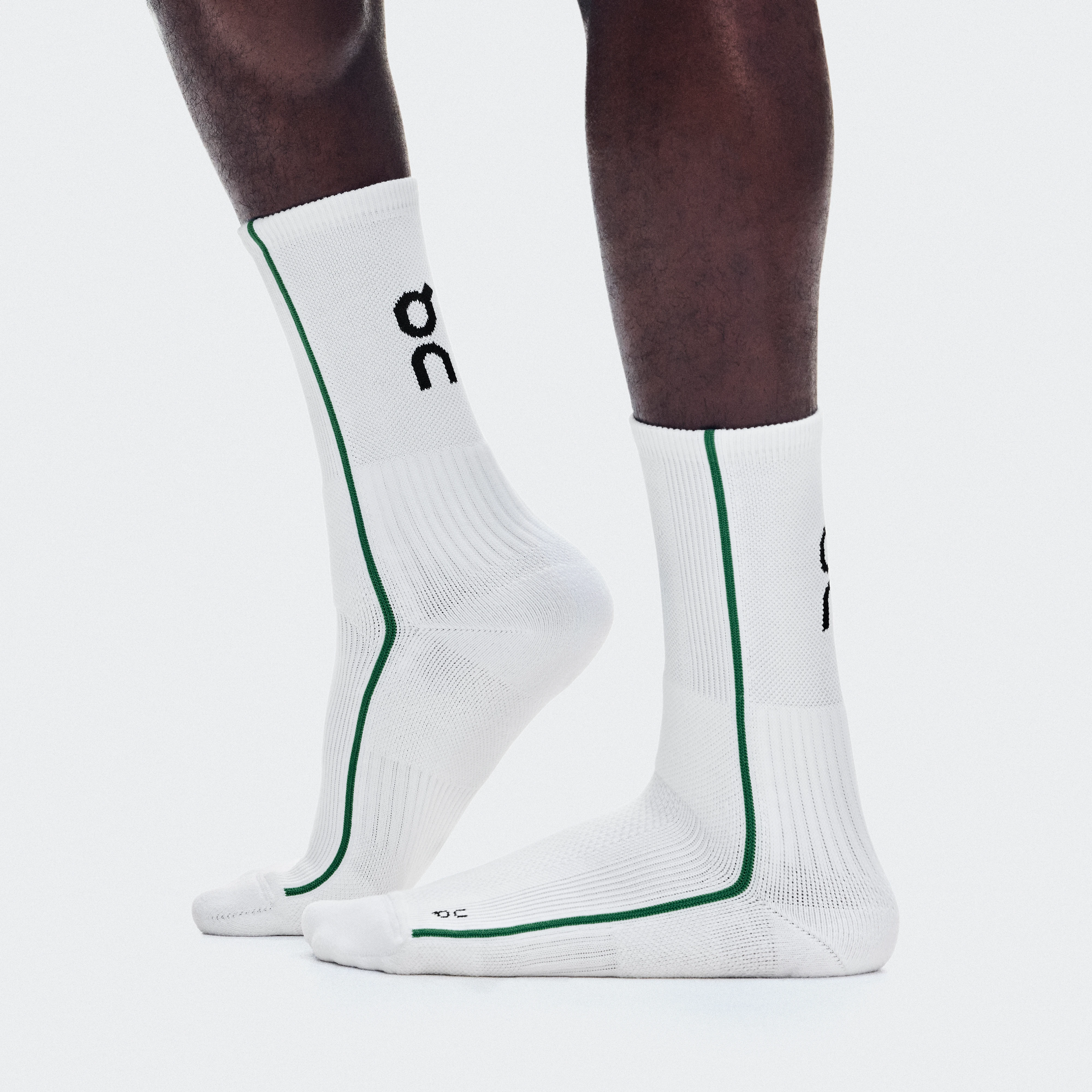 On Court Sock High White & Neem Unisexe – Tennis haute performance, amorti, respirabilité Chaussettes