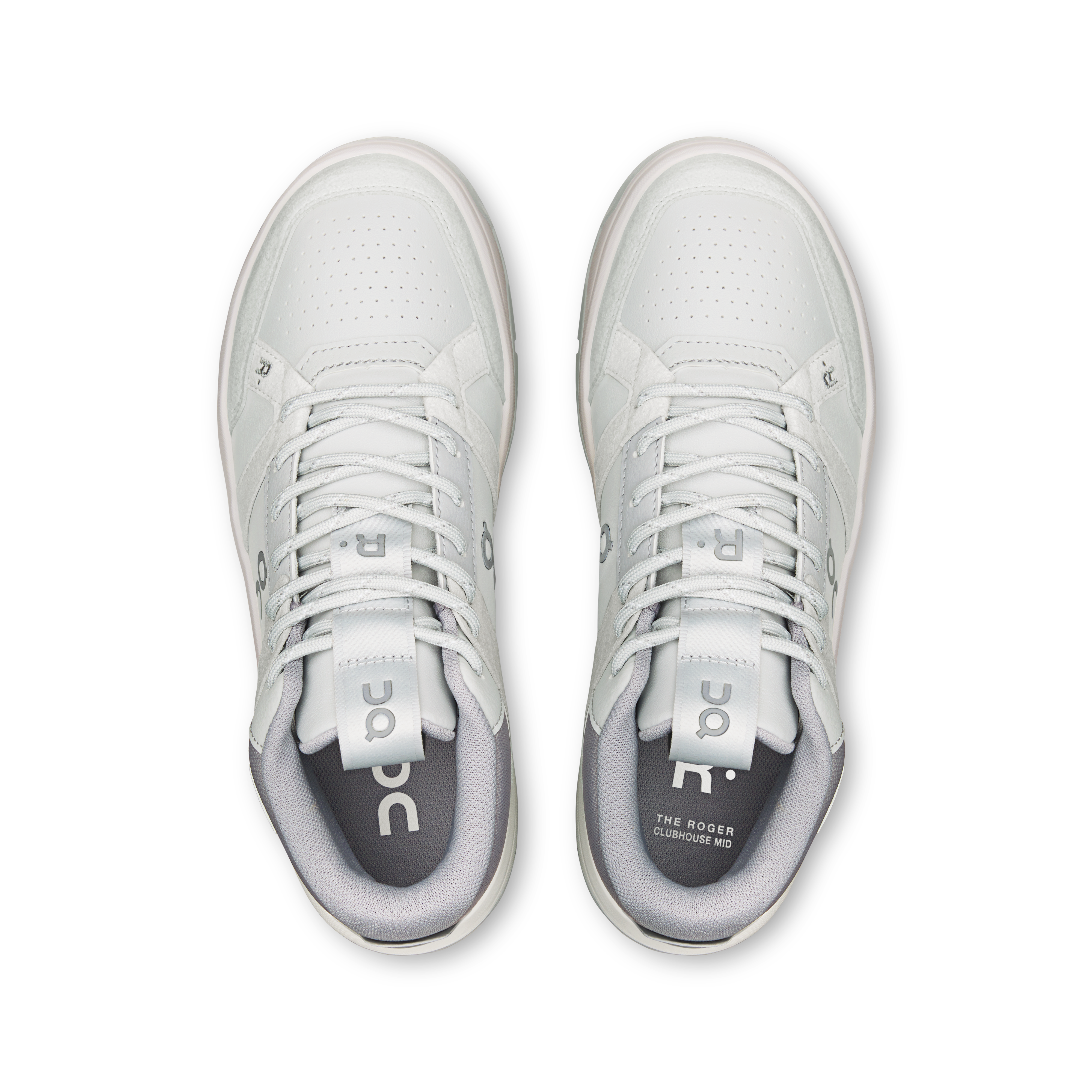 On THE ROGER Clubhouse Mid Glacier & Alloy Femme Tennis Chaussures