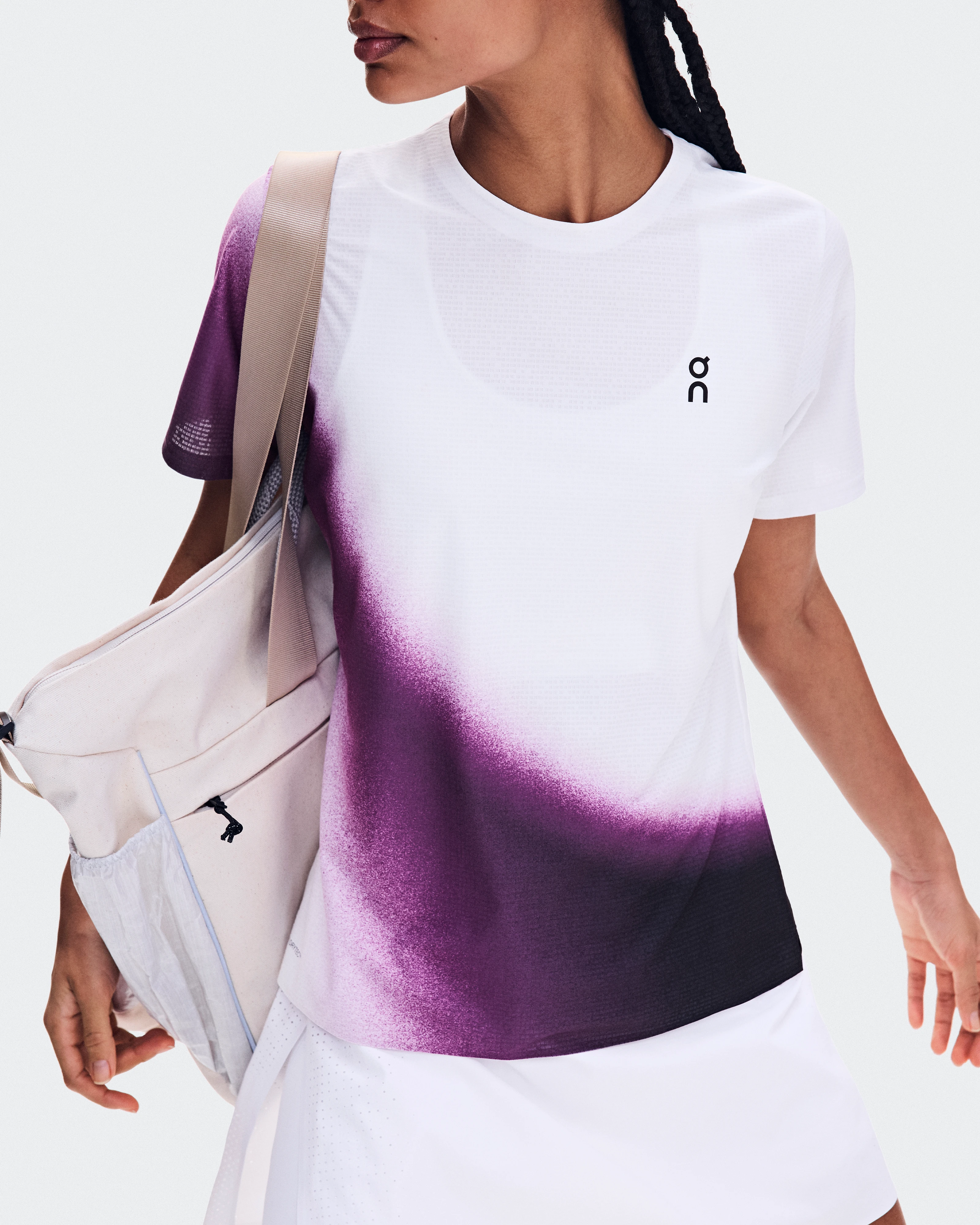 On Court-T Swing White & Cassis Femme Hauts et t-shirts
