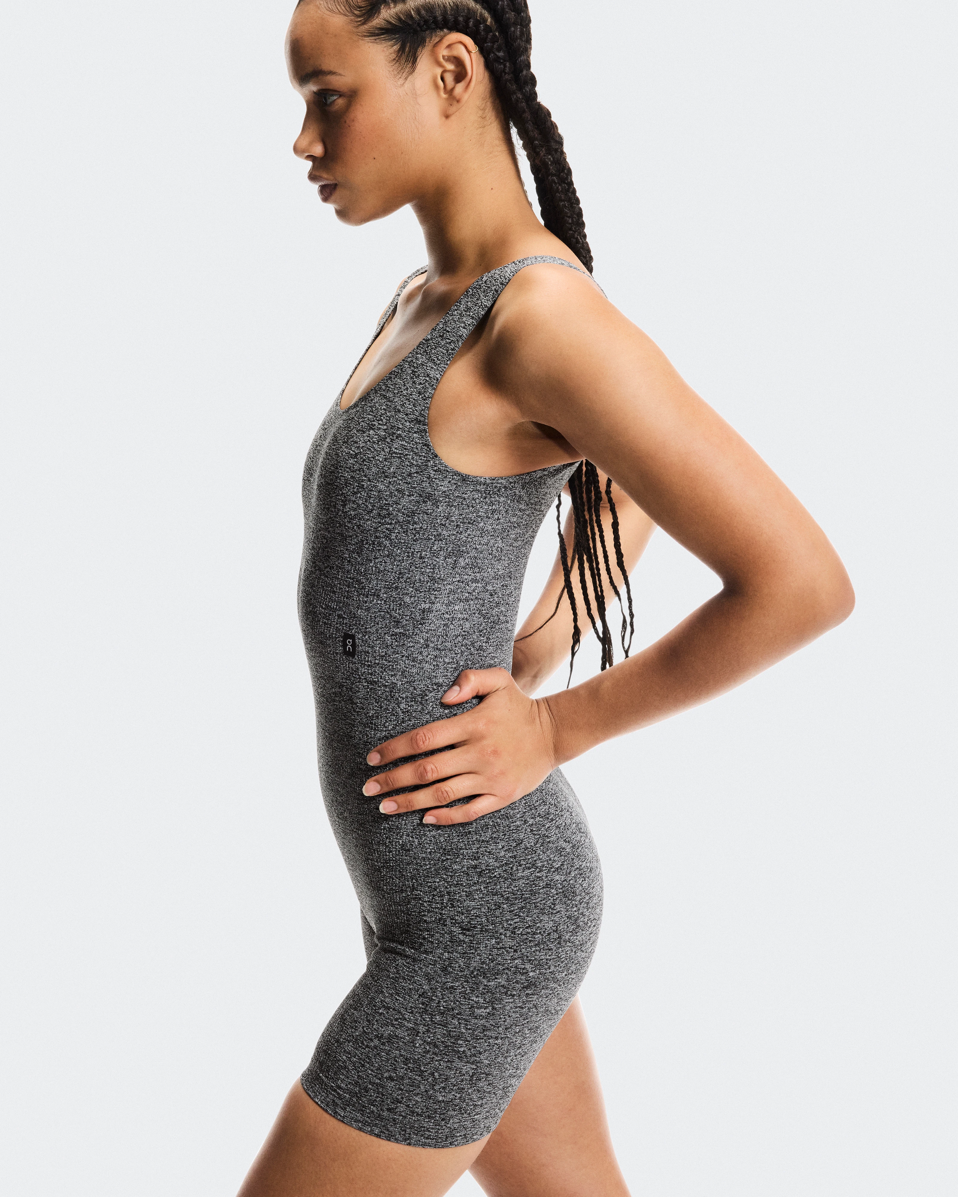 On Studio Knit Bodysuit Graphite Heather Femme Body