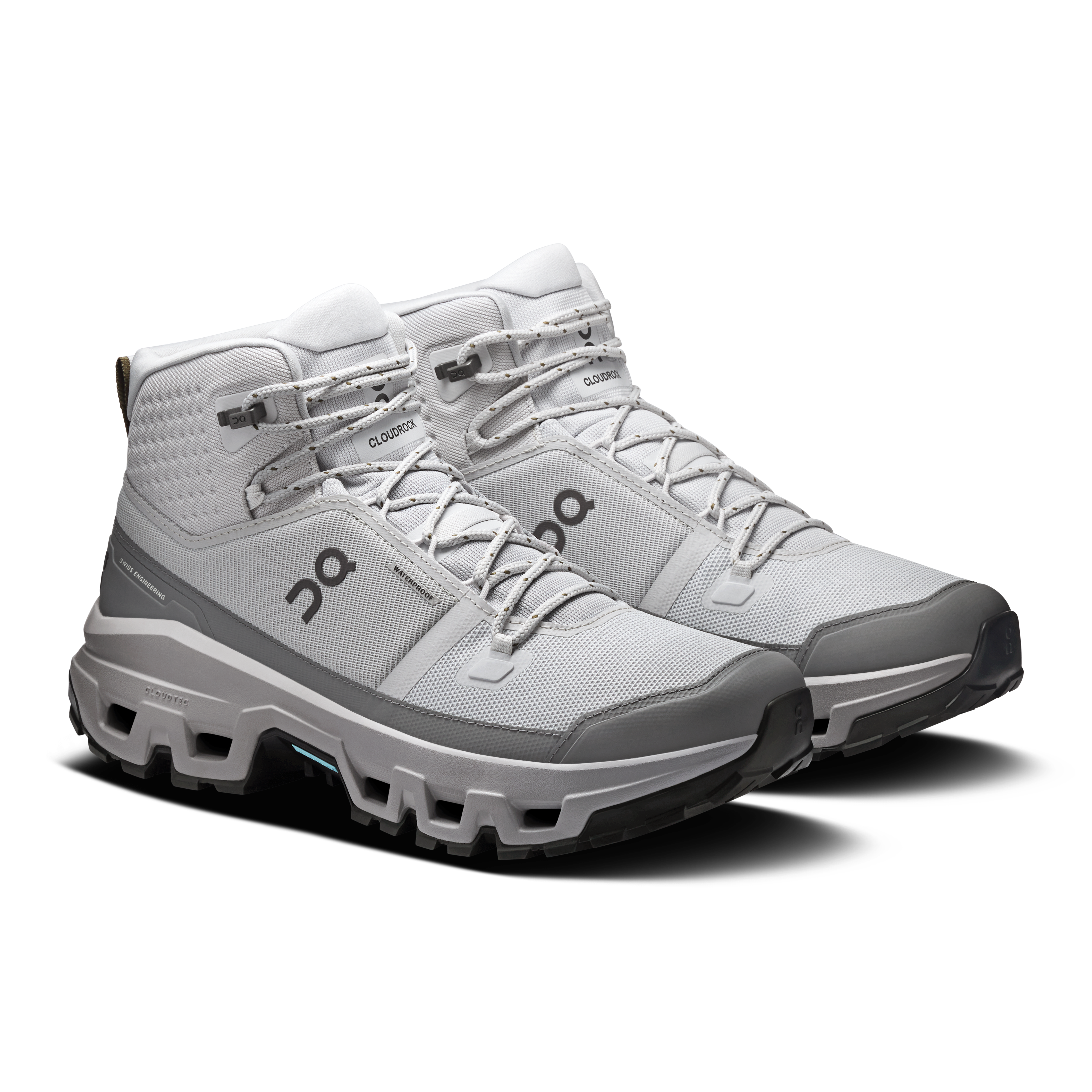 On Cloudrock Mid Waterproof Glacier & Alloy Homme Randonnée Chaussures