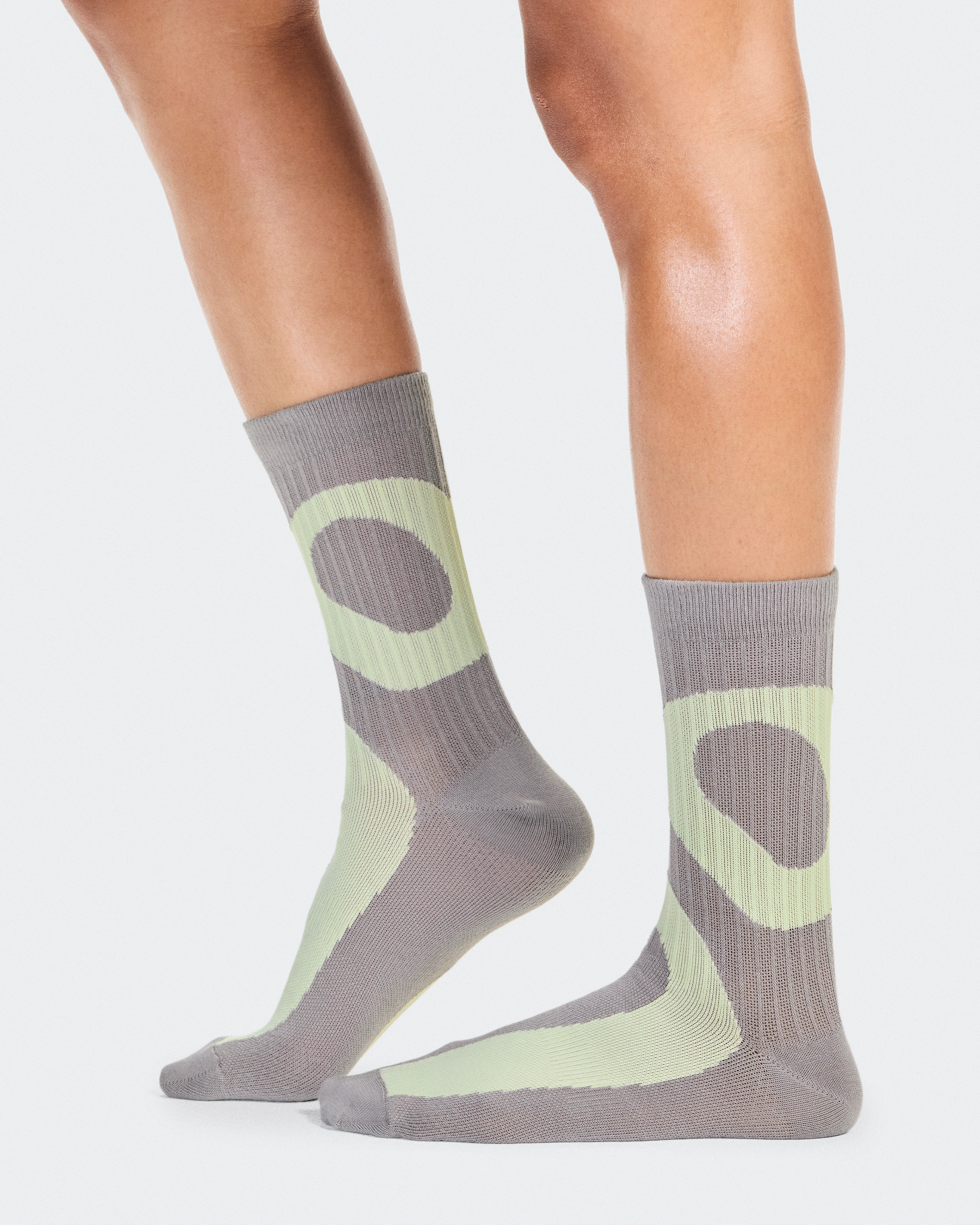 On Liquid Logo Sock High 2P Zinc & Linen Unisexe Chaussettes