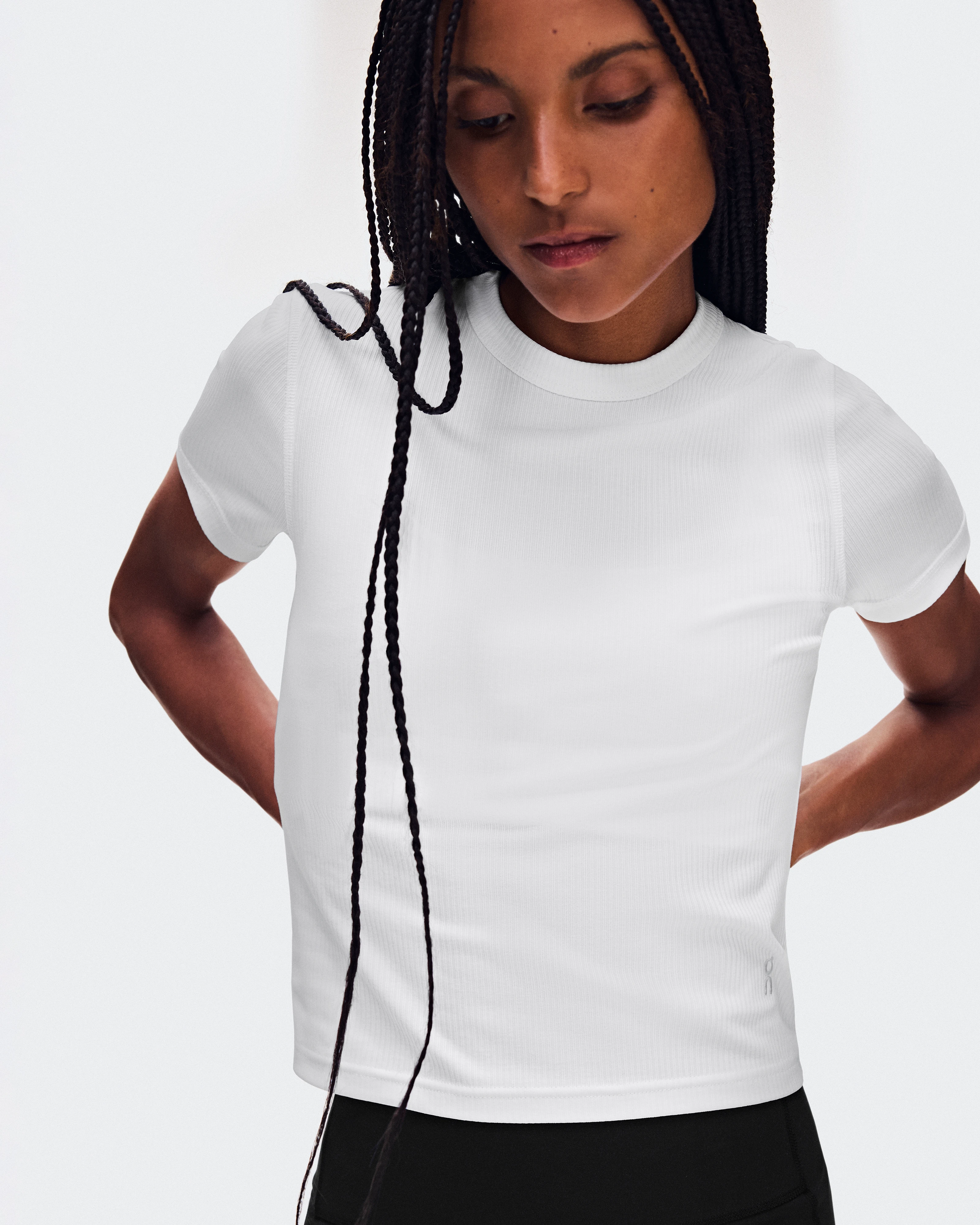 On All-Day Ribbed T-Shirt White Femme Hauts et t-shirts