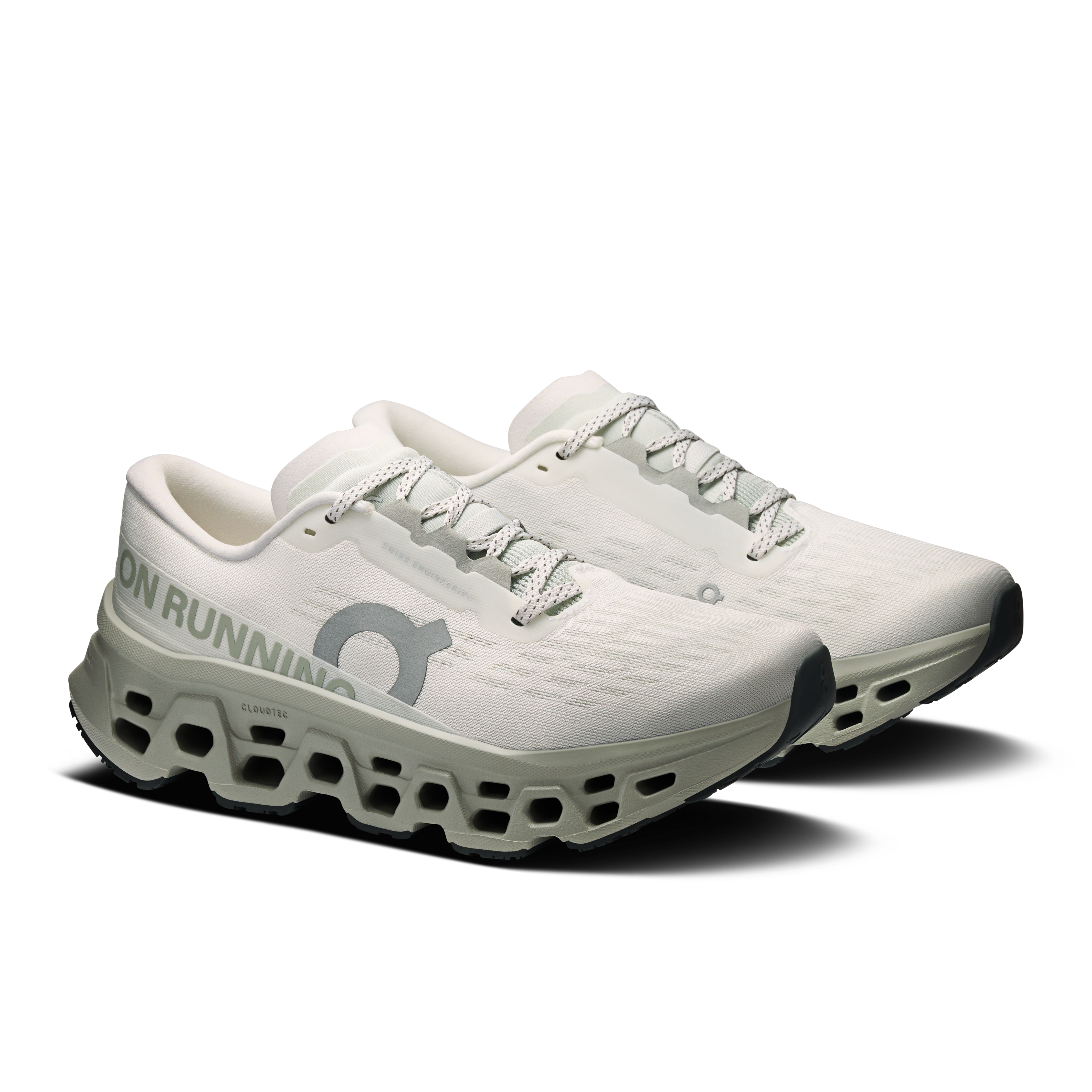 On Cloudmonster 3 Ivory & Tin Femme Running sur route Chaussures