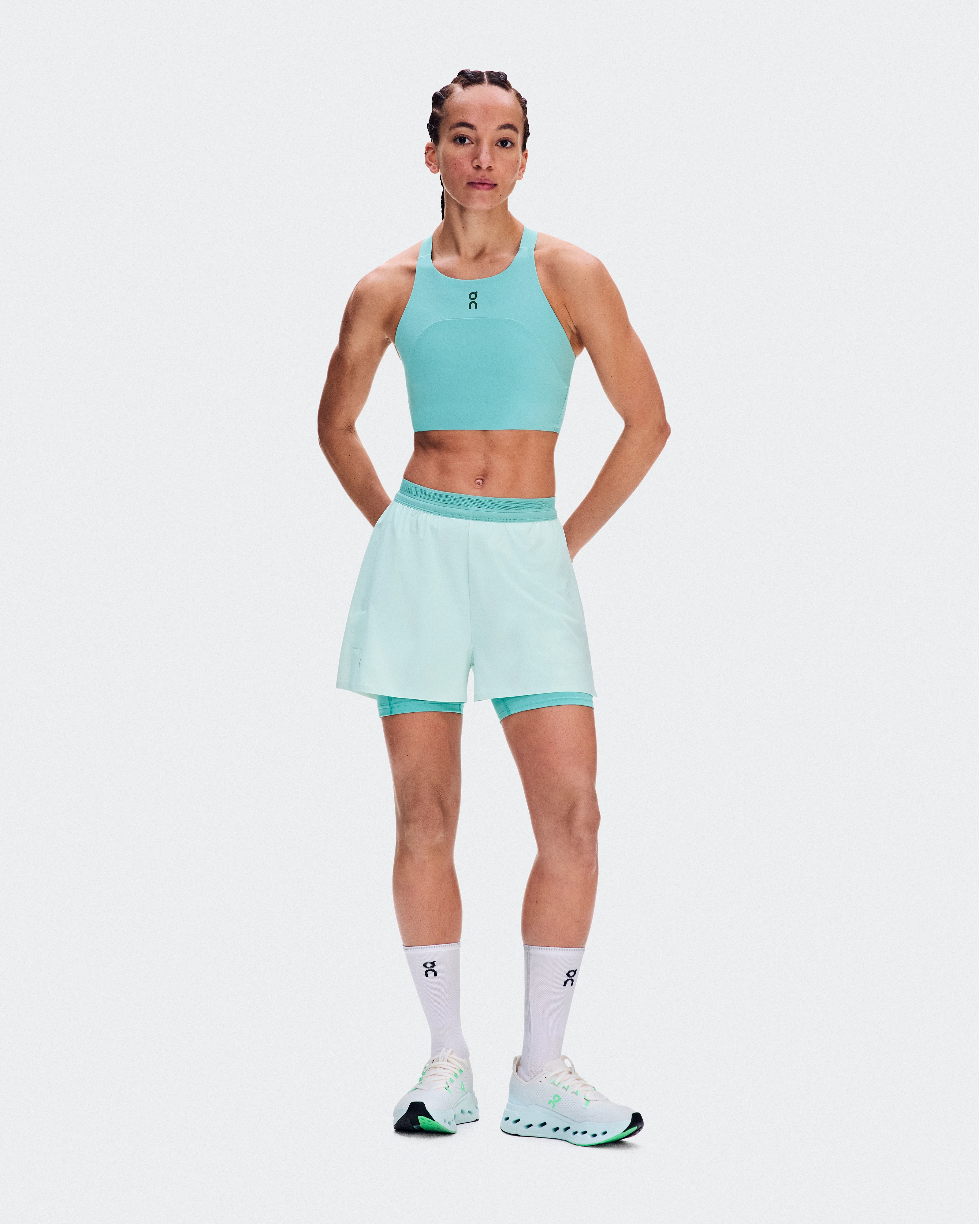 On 3" Performance 2/1 Shorts Flurry & Aquamarine Femme Shorts