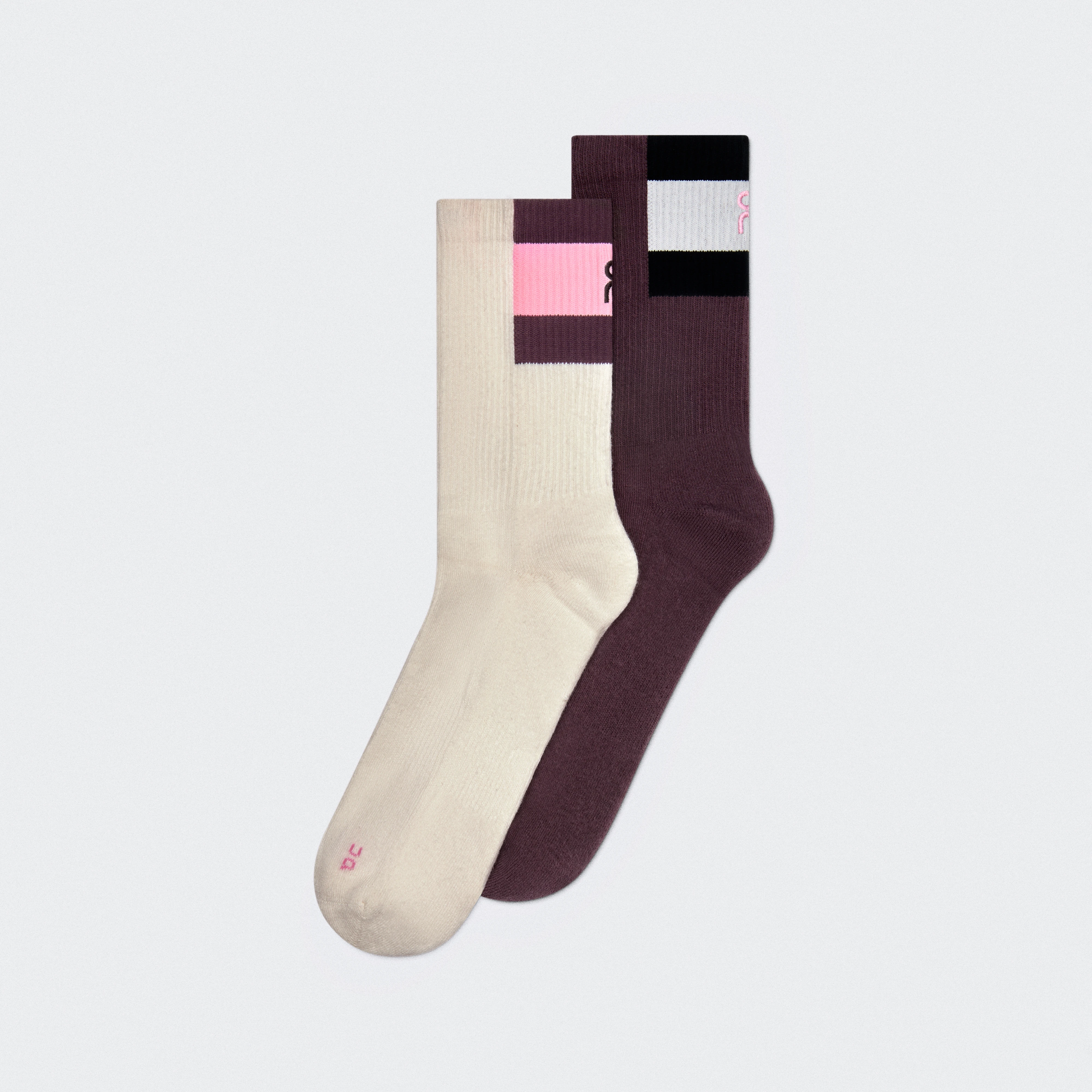 On Courtside Sock High 2P Ivory & Mulberry Unisexe – Style tennis, quotidien Chaussettes Active Life