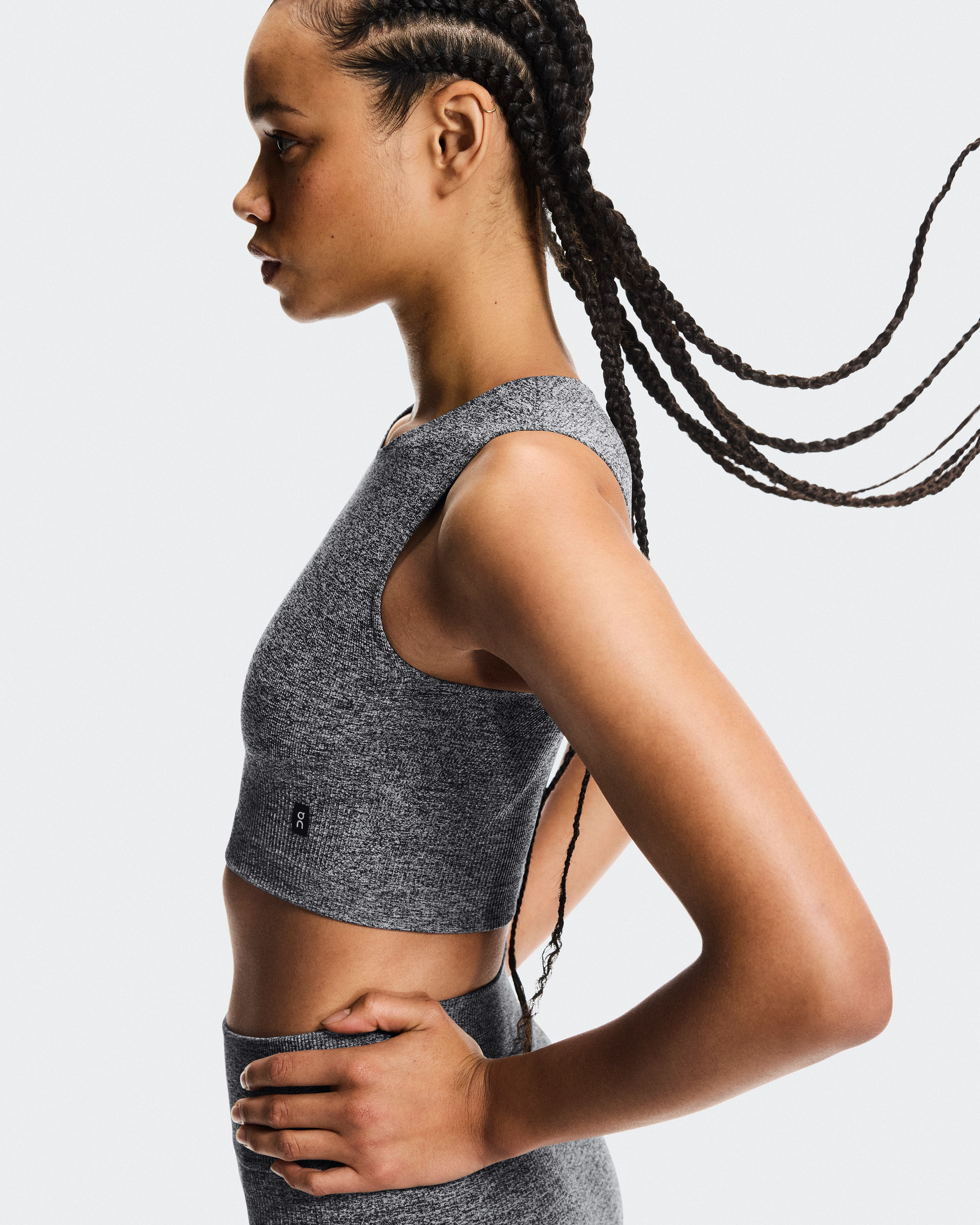 On Studio Knit Crop Graphite Heather Femme Hauts et t-shirts