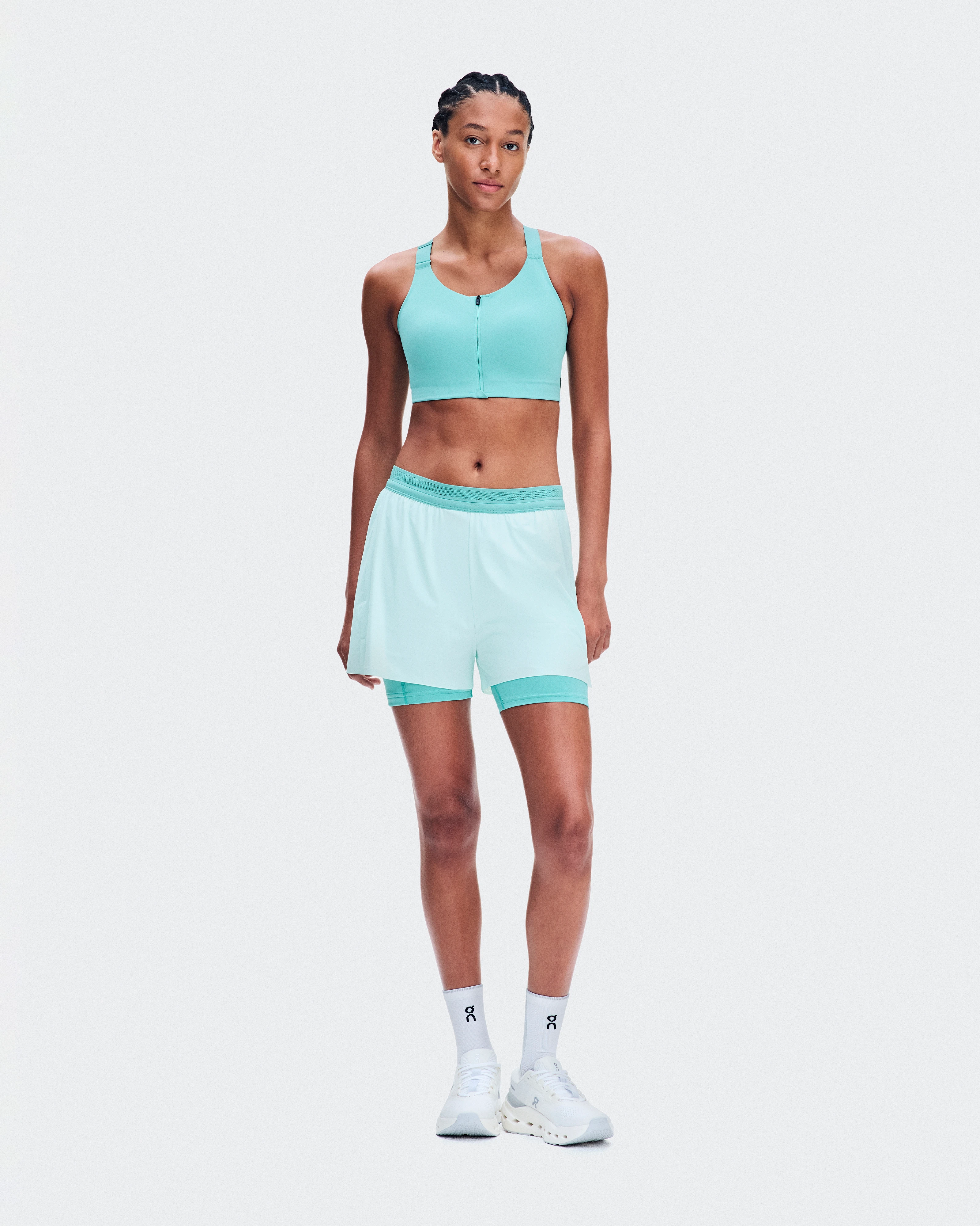 On Endurance Bra Zip Aquamarine Femme Brassières