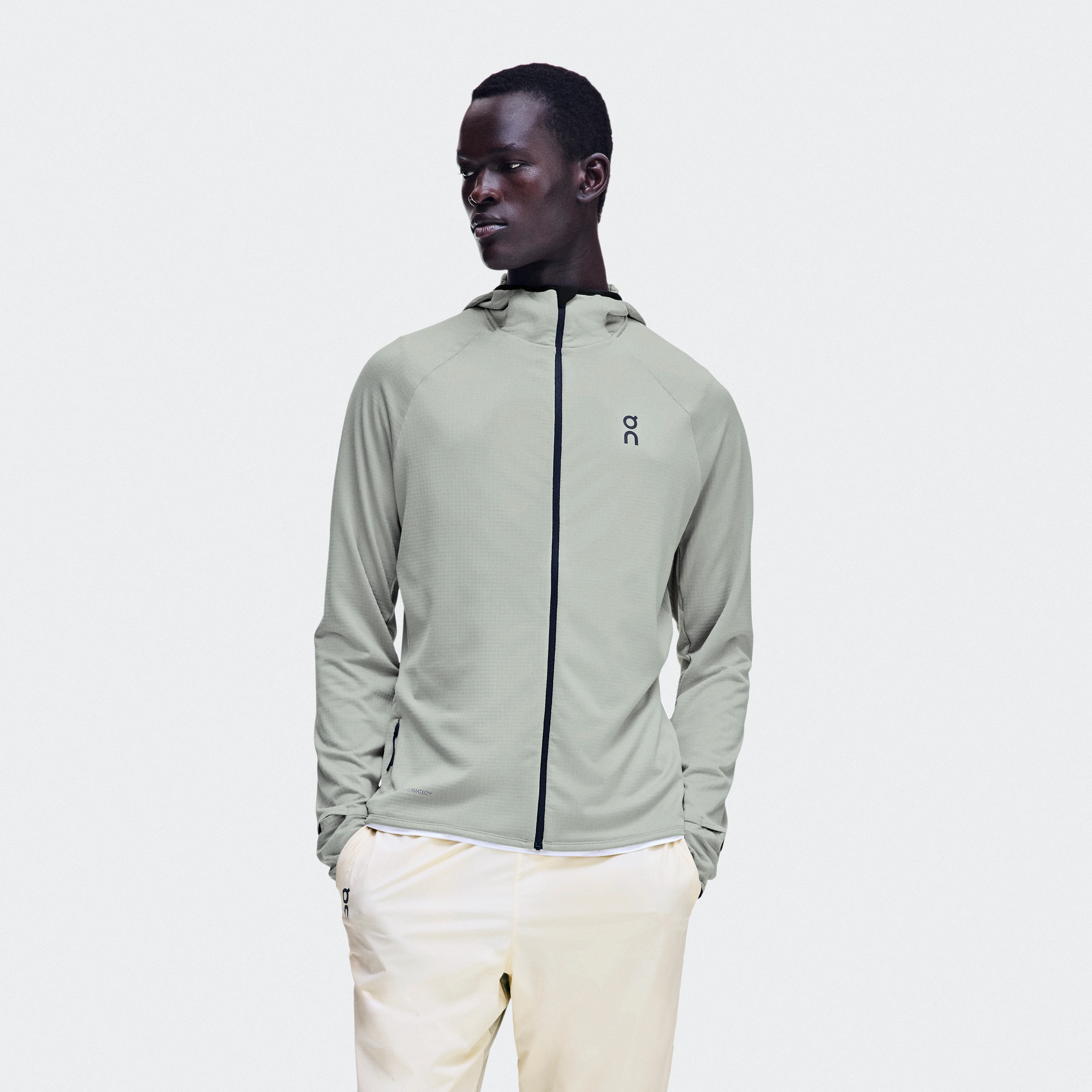 On Climate Zip Hoodie Brume Homme – Pour le running par temps froid. Sweats à capuche et sweats