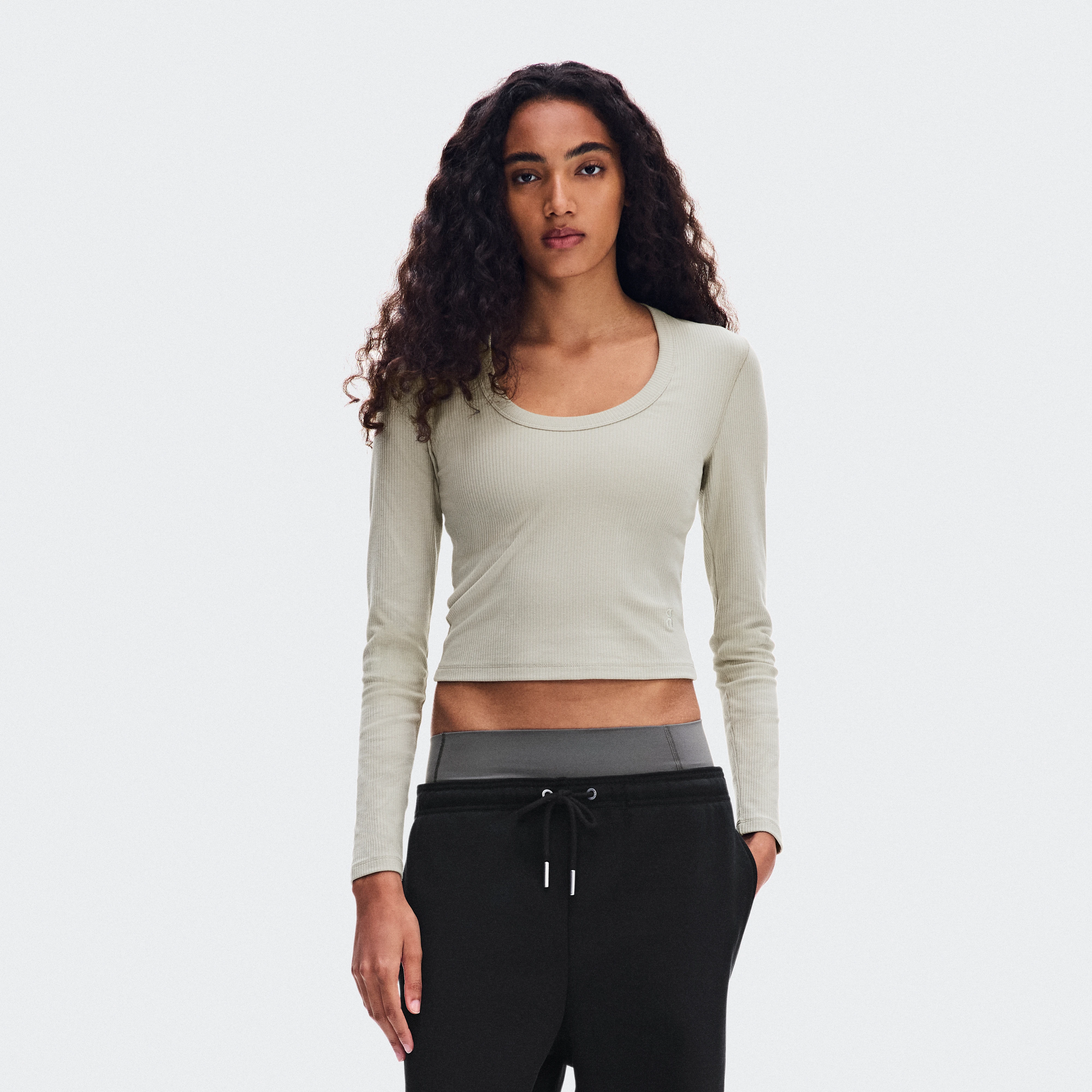 On All-Day Ribbed Long-T Brume Femme – Essentiel revisité Hauts et t-shirts