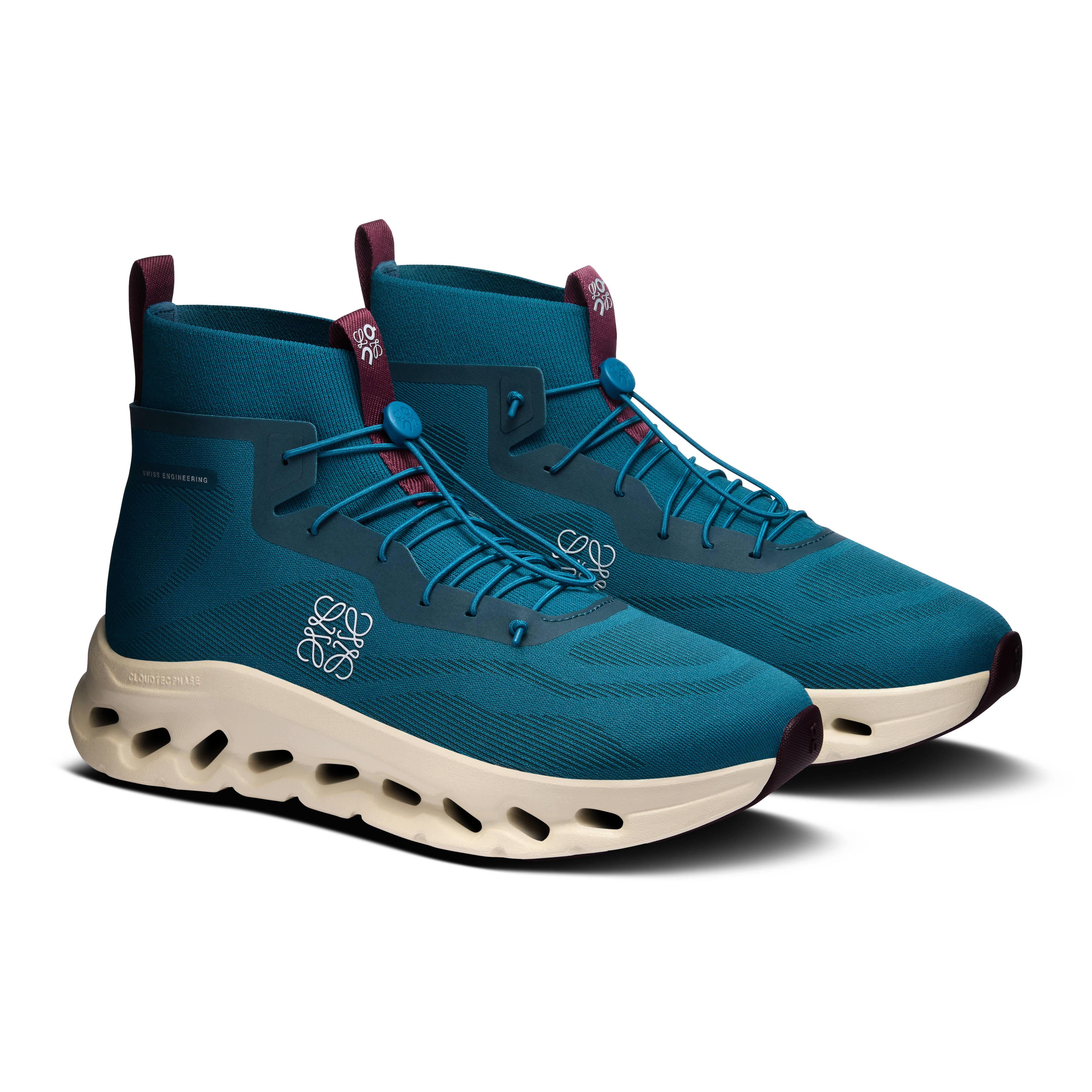 On Cloudtilt Hi LOEWE Teal & Oatmeal | Burgundy Homme Active Life Chaussures