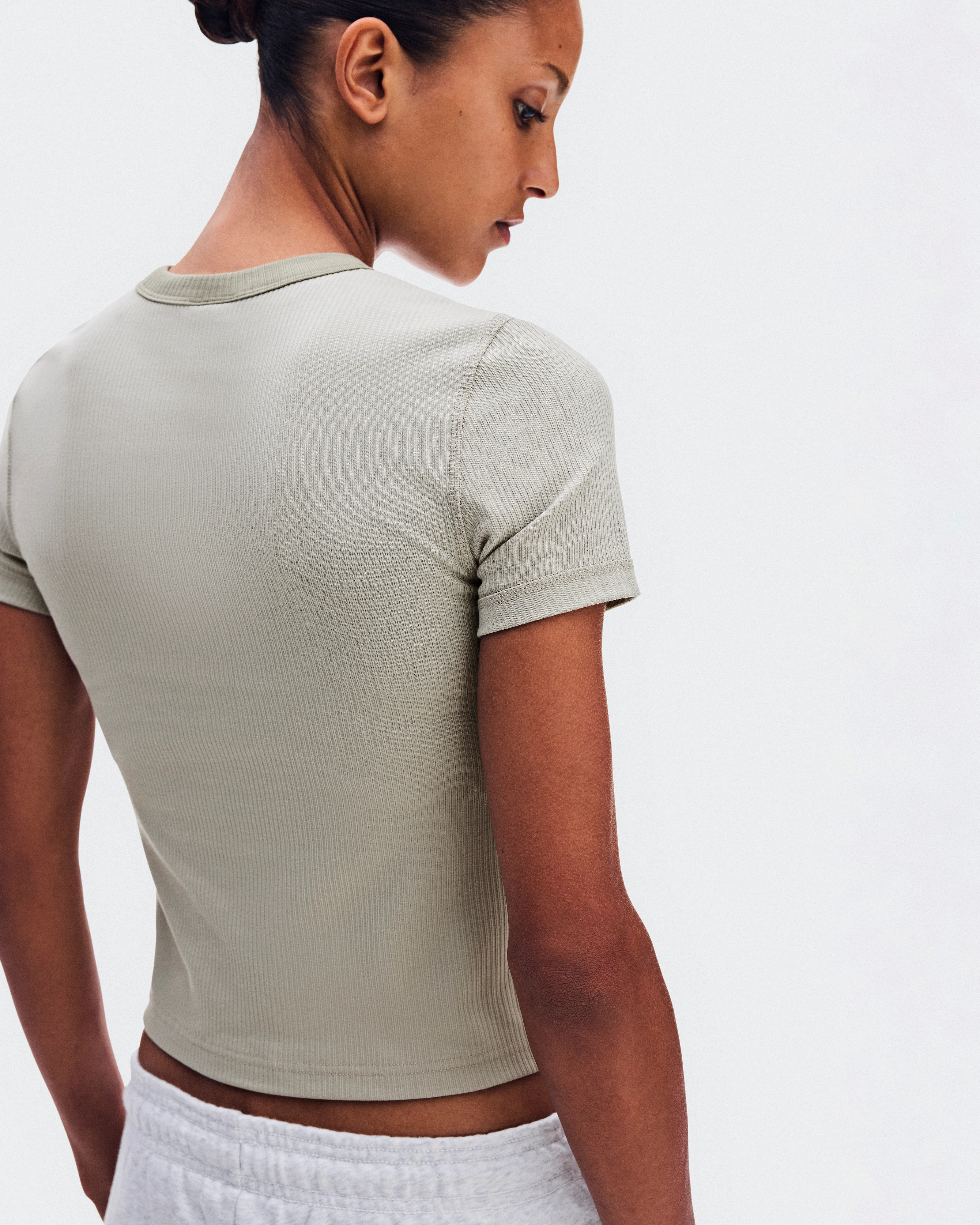 On All-Day Ribbed T-Shirt Brume Femme Hauts et t-shirts