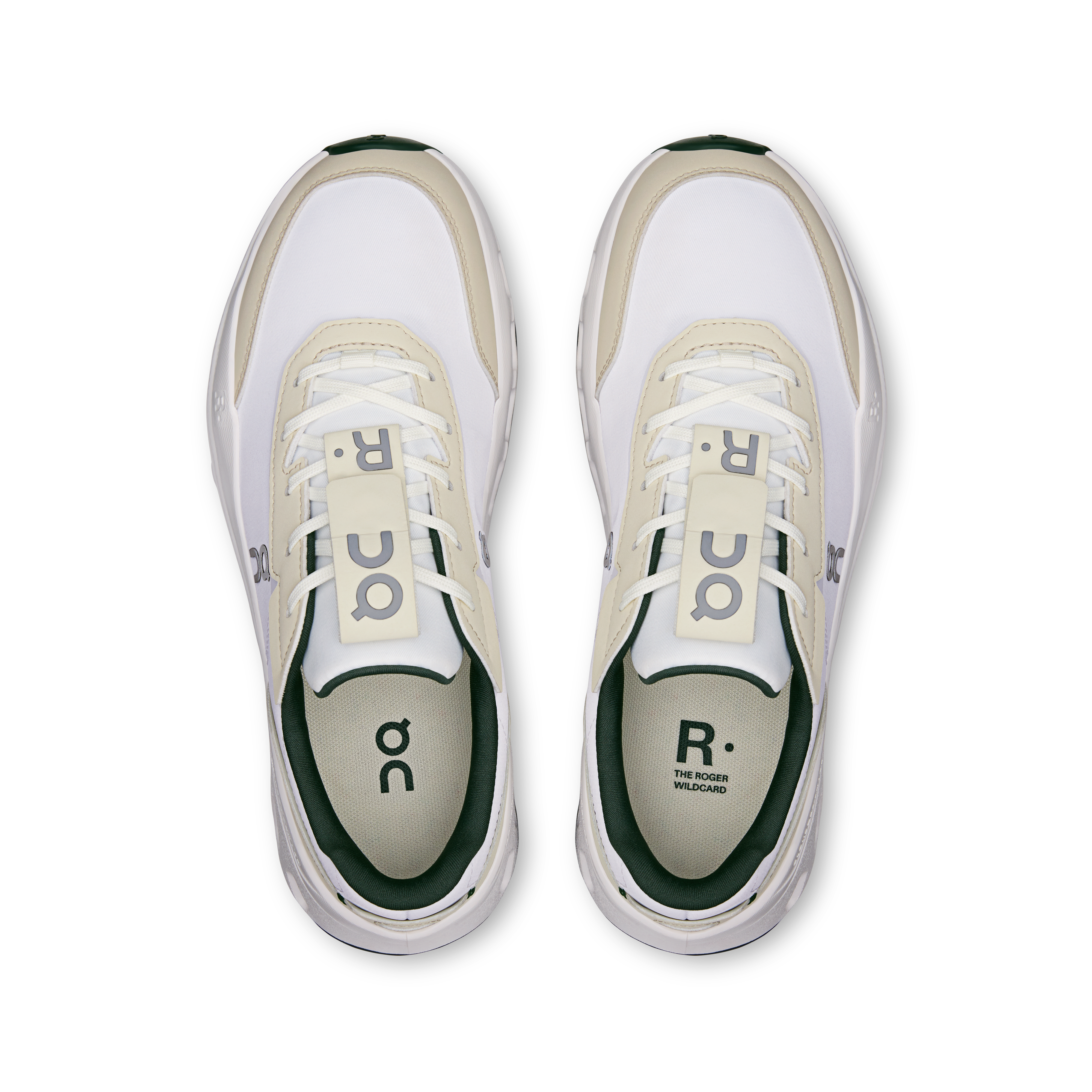 On THE ROGER Wildcard Ivory & Evergreen Femme Tennis Chaussures