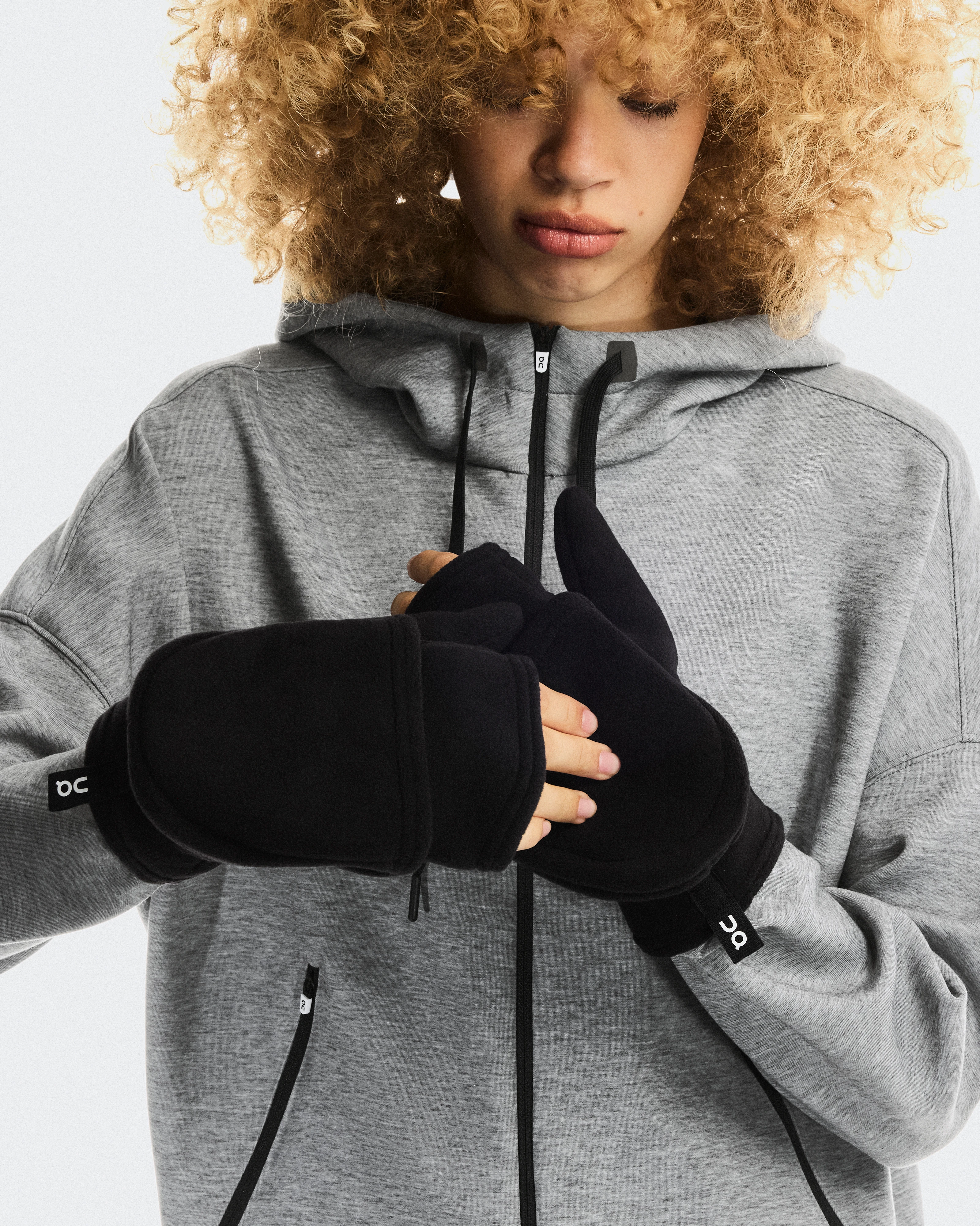 On Fleece Mitten Black Unisexe Gants