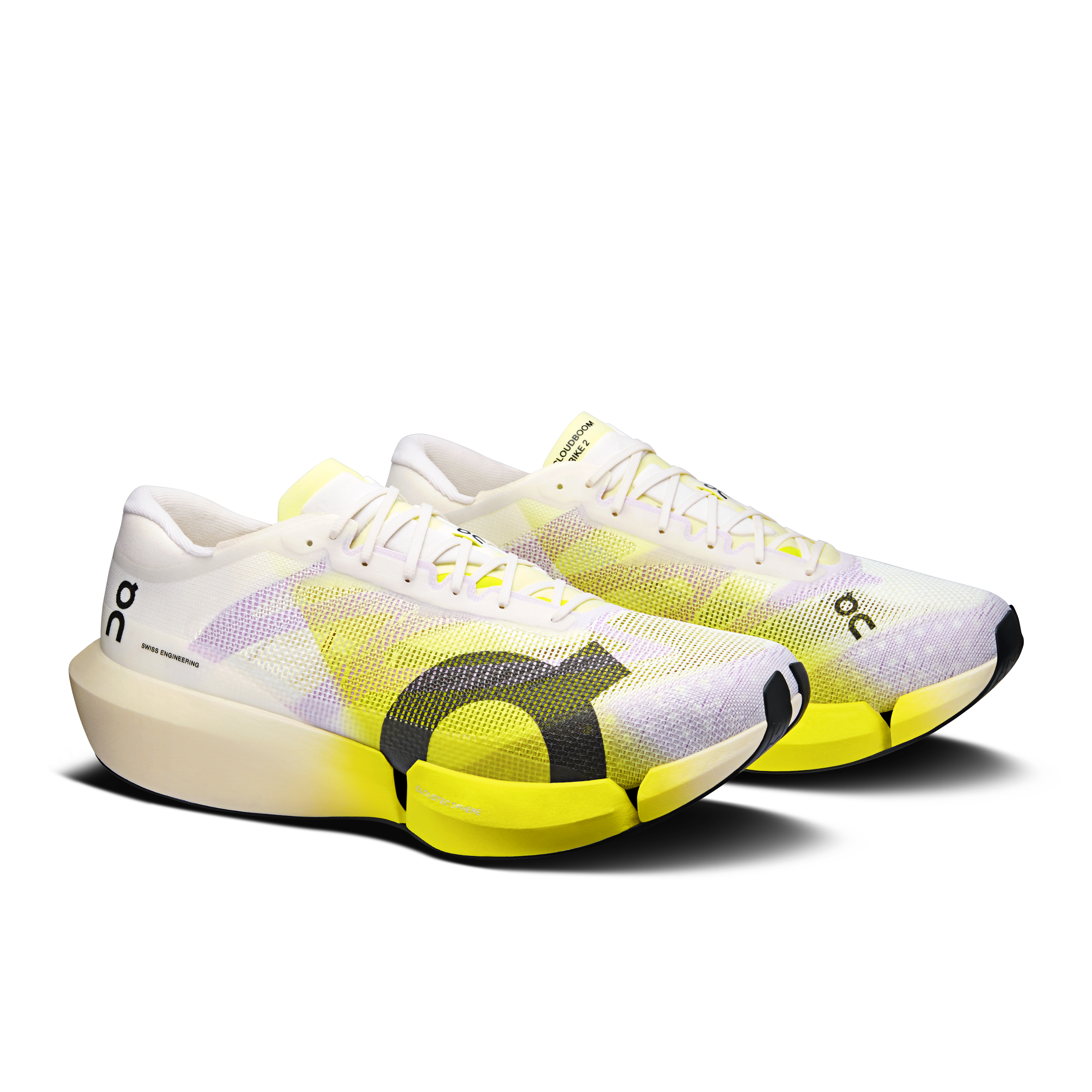 On Cloudboom Strike 2 White & Lime Unisexe Running sur route Chaussures