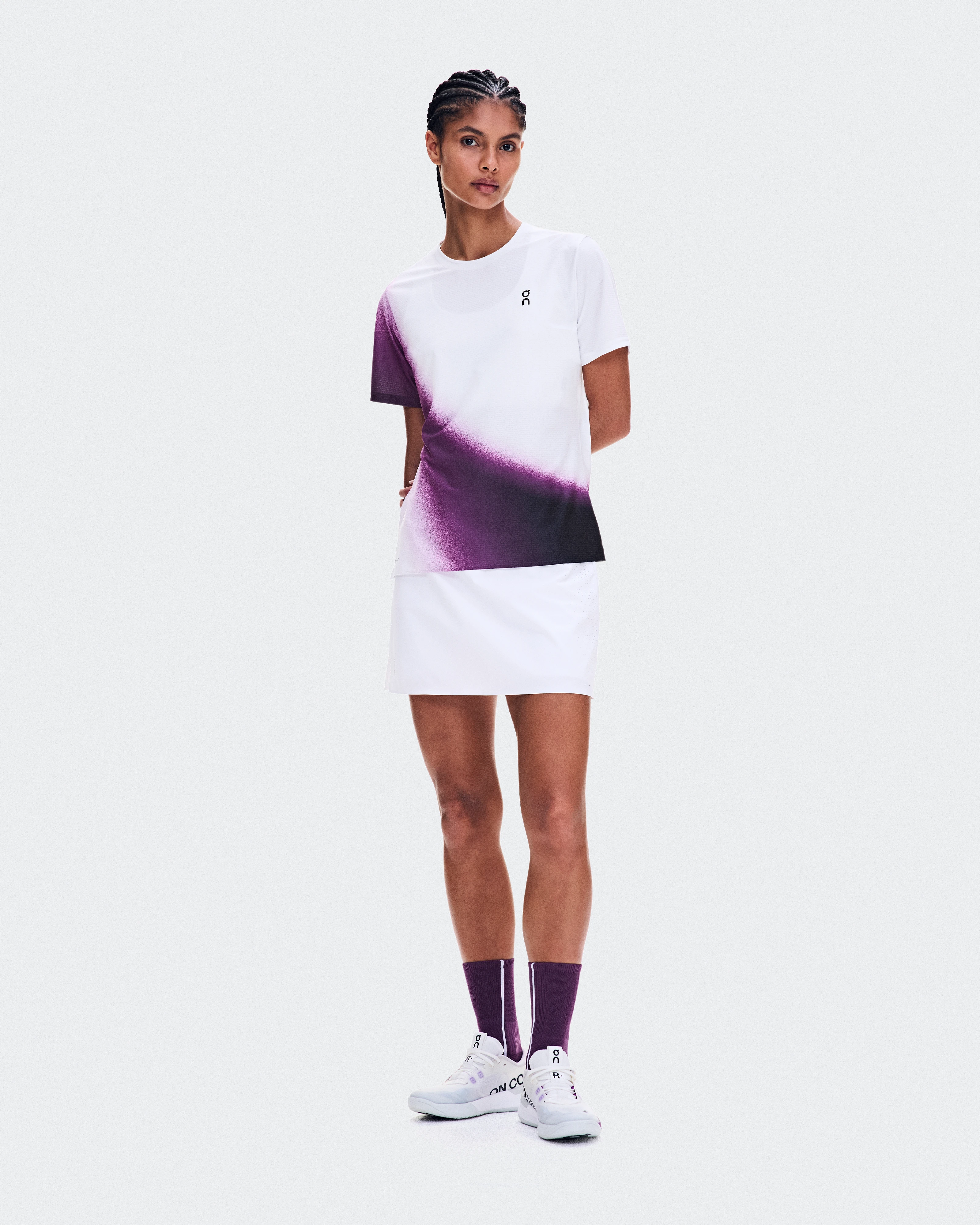 On Court-T Swing White & Cassis Femme Hauts et t-shirts
