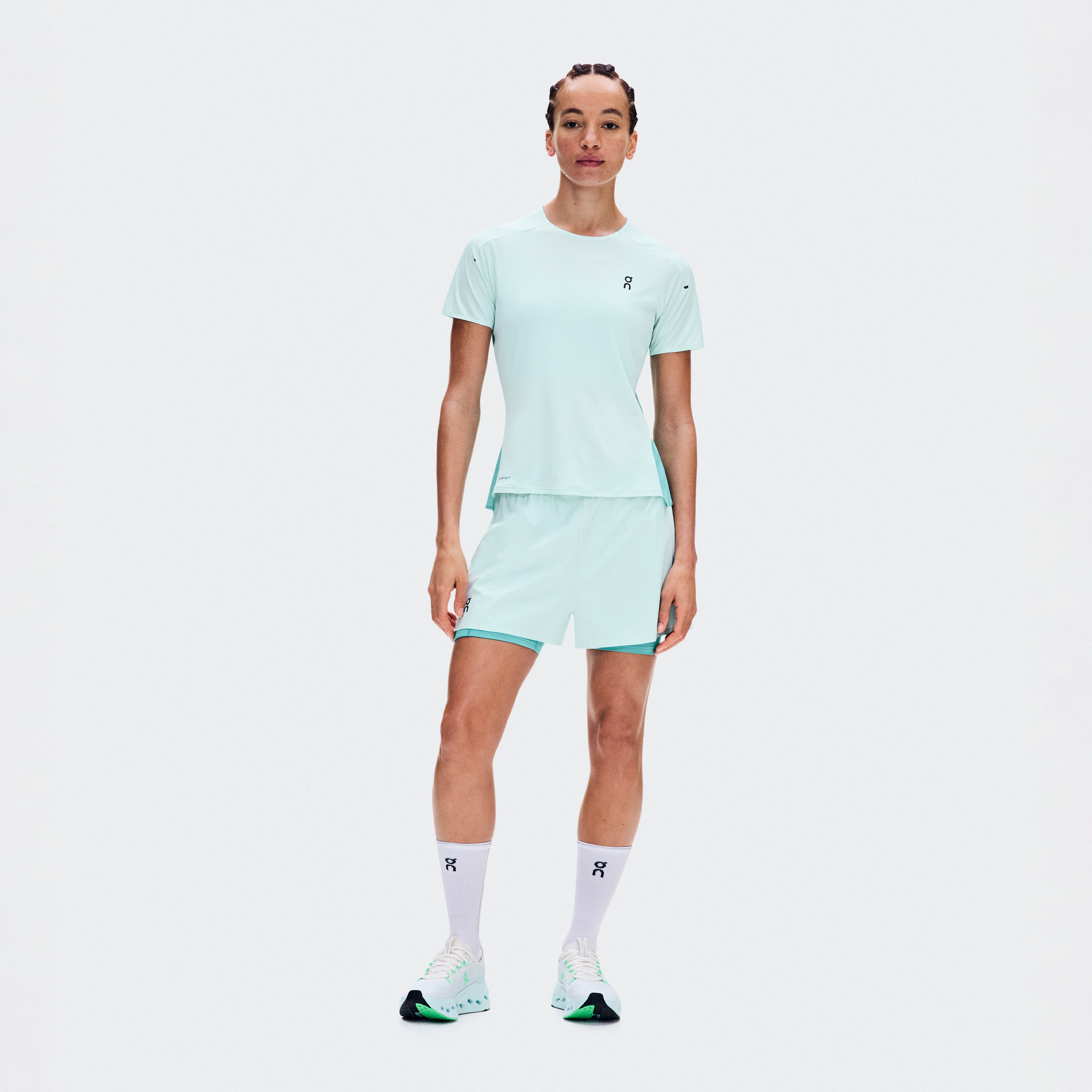 On Performance-T Flurry & Aquamarine Femme – Running sur route, training par temps chaud Hauts et t-shirts